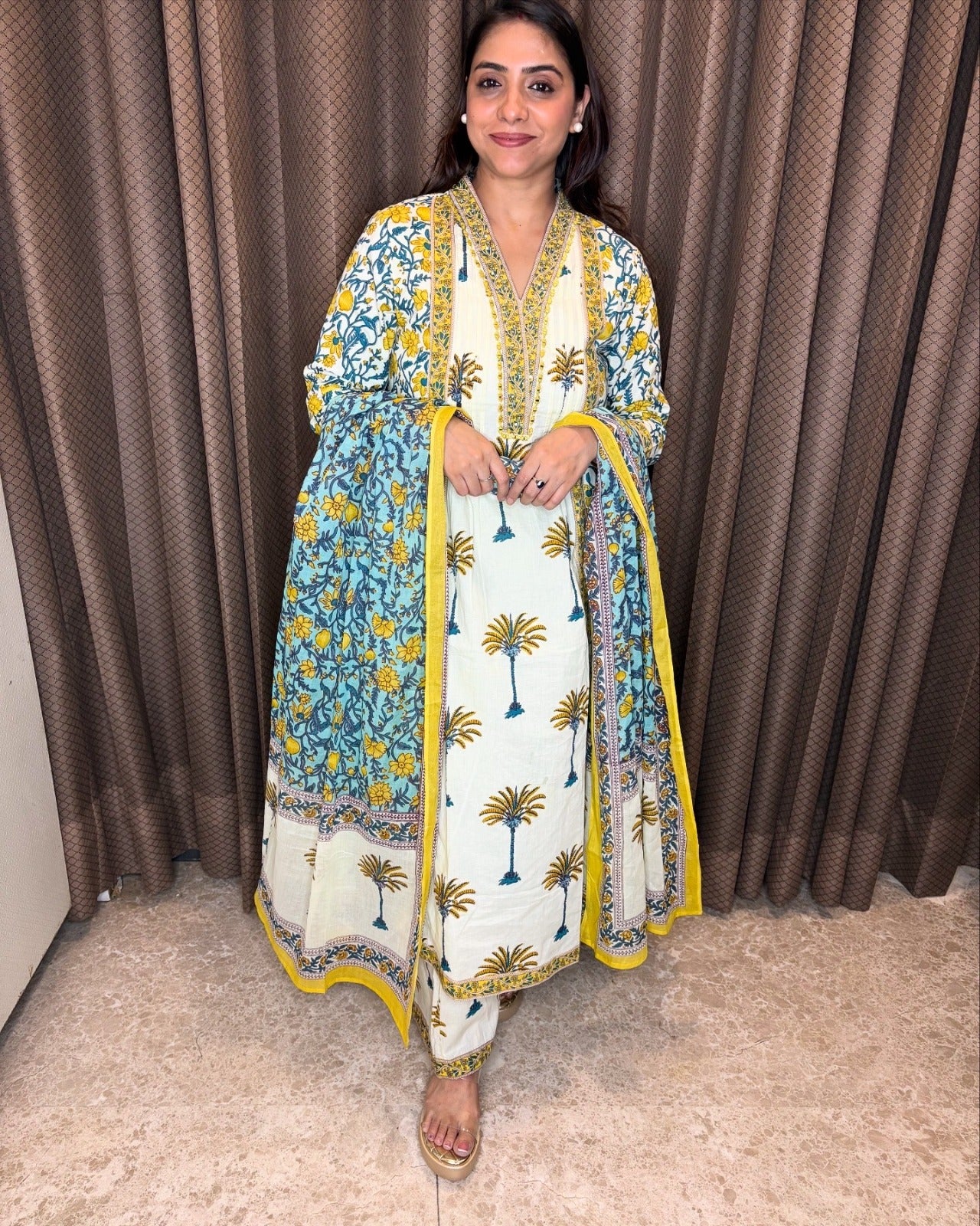 Tropical Garden Printed Kurta Set with Dupatta