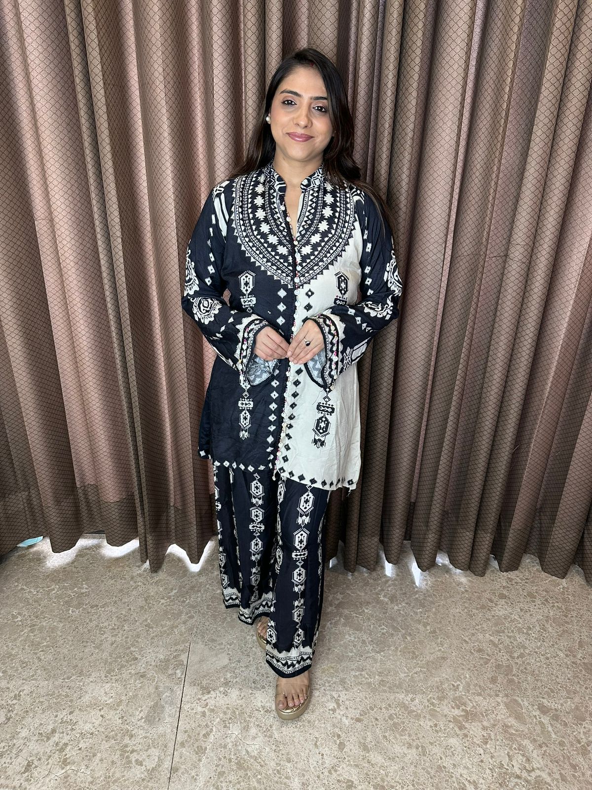 Monochrome Tribal Print Co-ord Set in Black & White