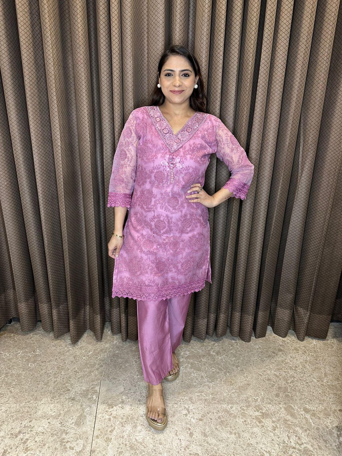 Dusty Rose Embroidered Co-ord Set