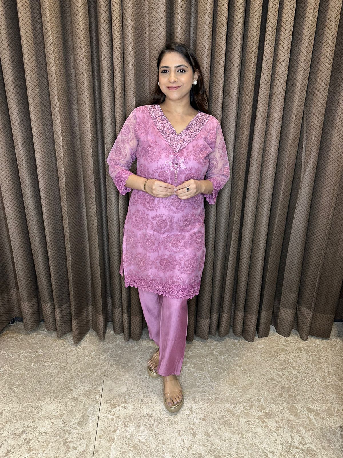 Dusty Rose Embroidered Co-ord Set