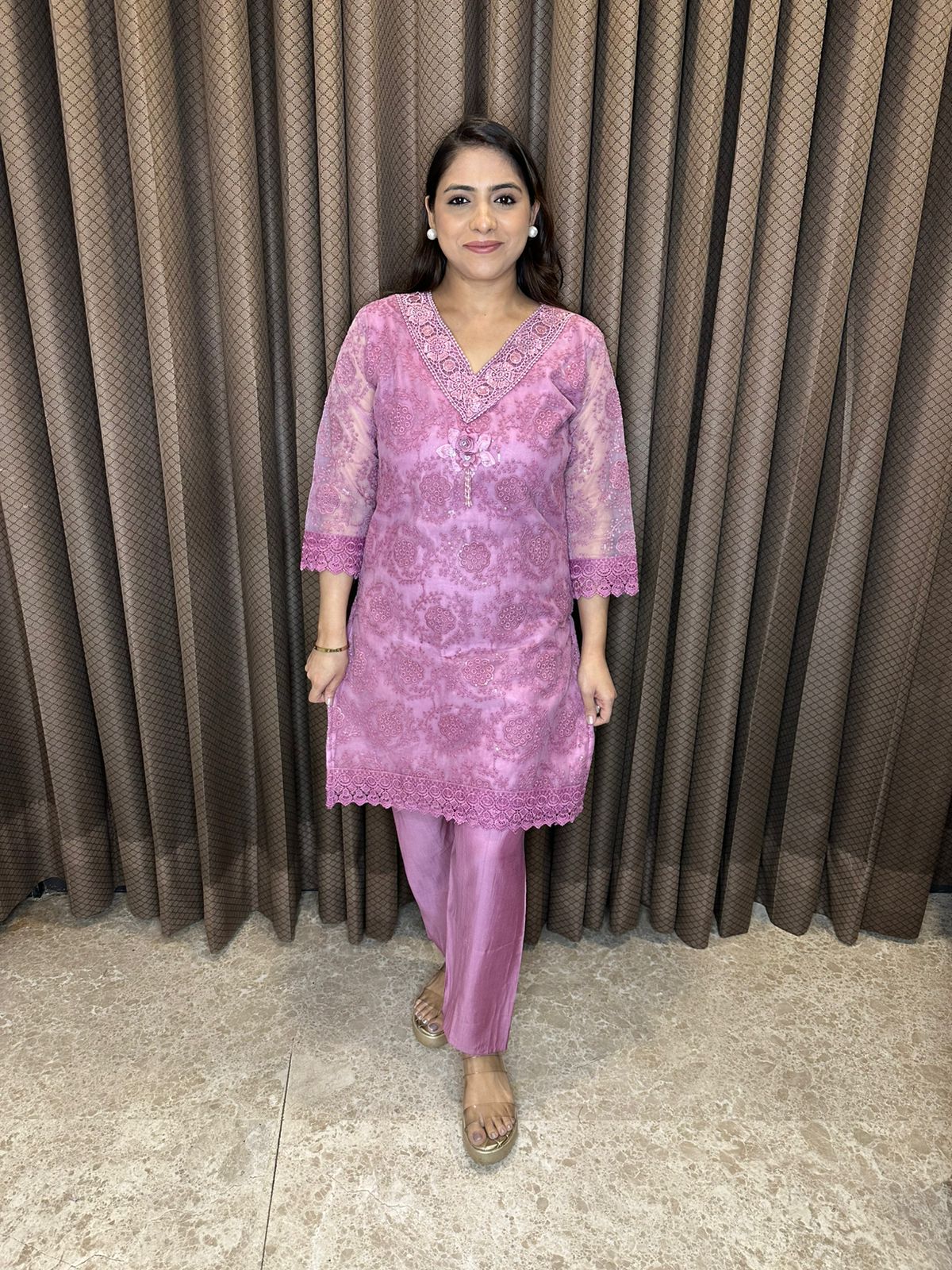 Dusty Rose Embroidered Co-ord Set