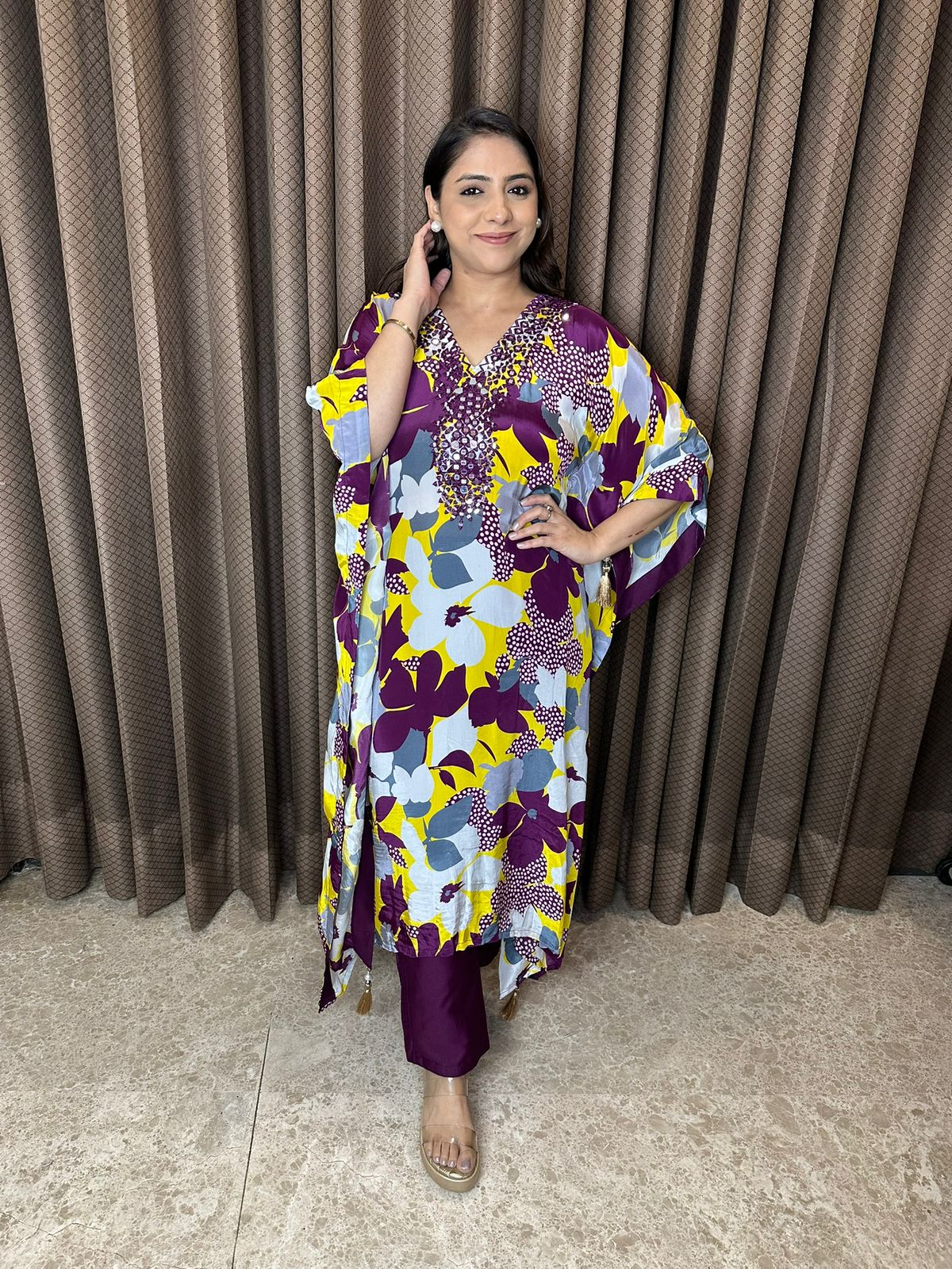 Multicolor Floral Kaftan Set