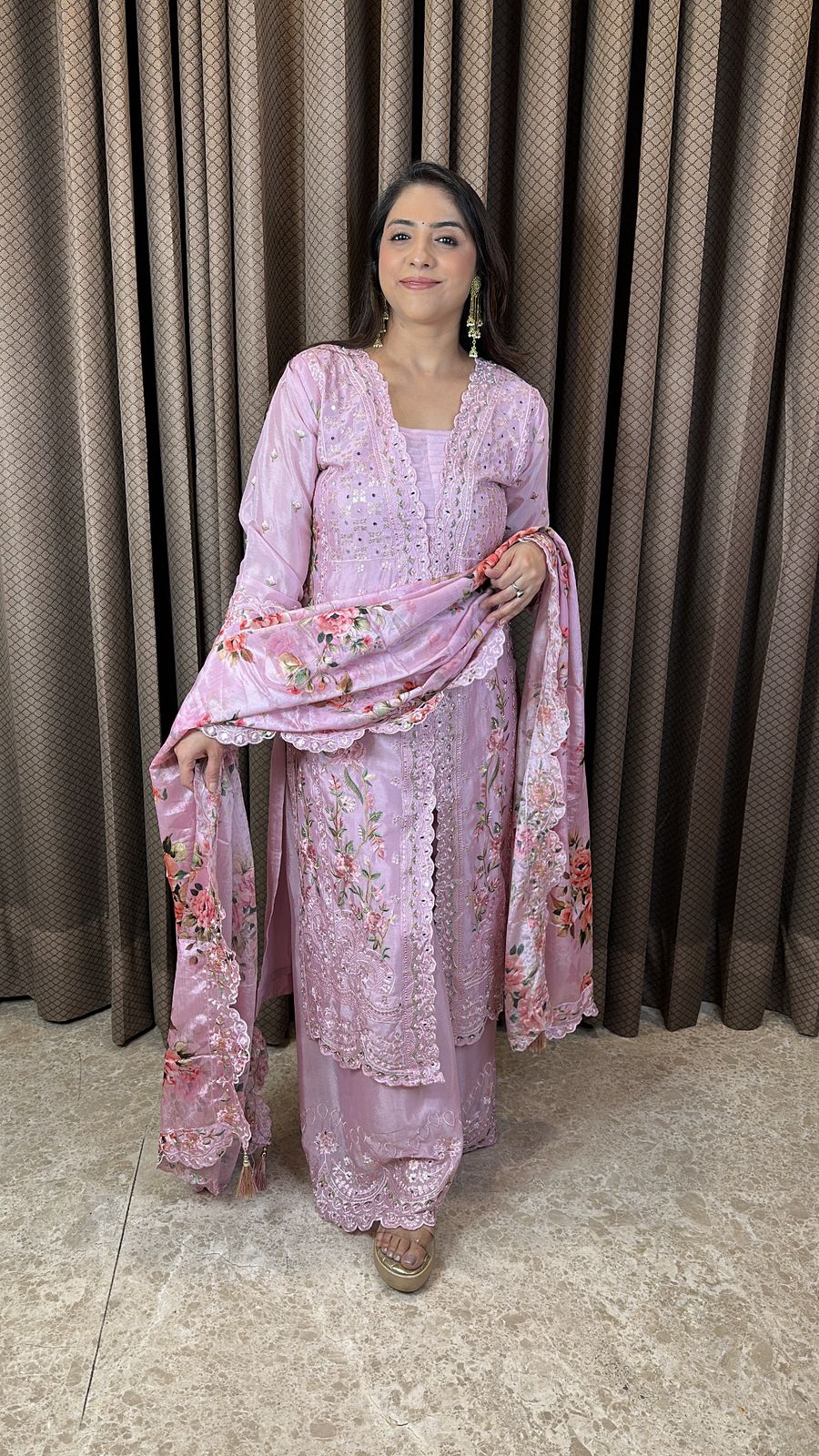 Baby Pink Heavy Embroidered Kurta Set with Dupatta