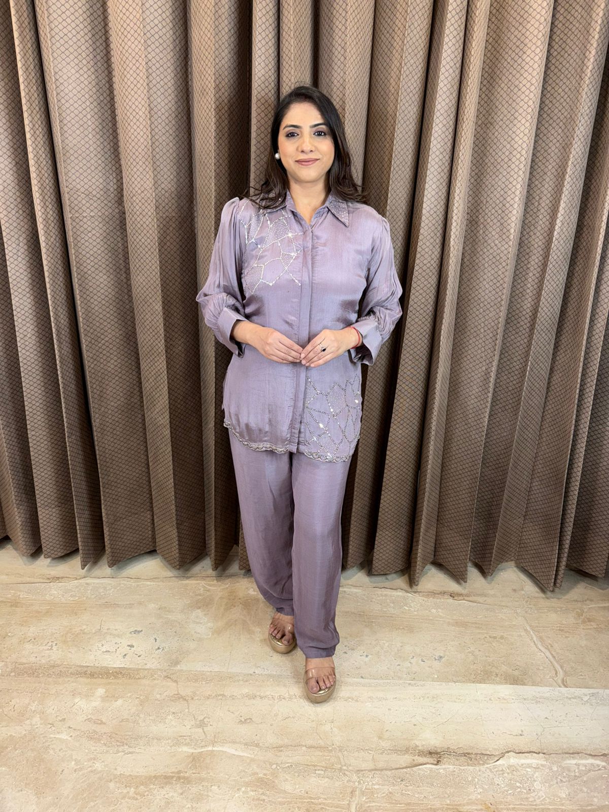 Mauve Hand-work Co-ord Set