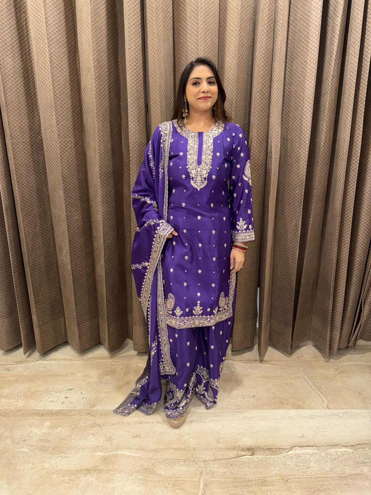 Royal Purple Heavy Embroidered Sharara Suit Set
