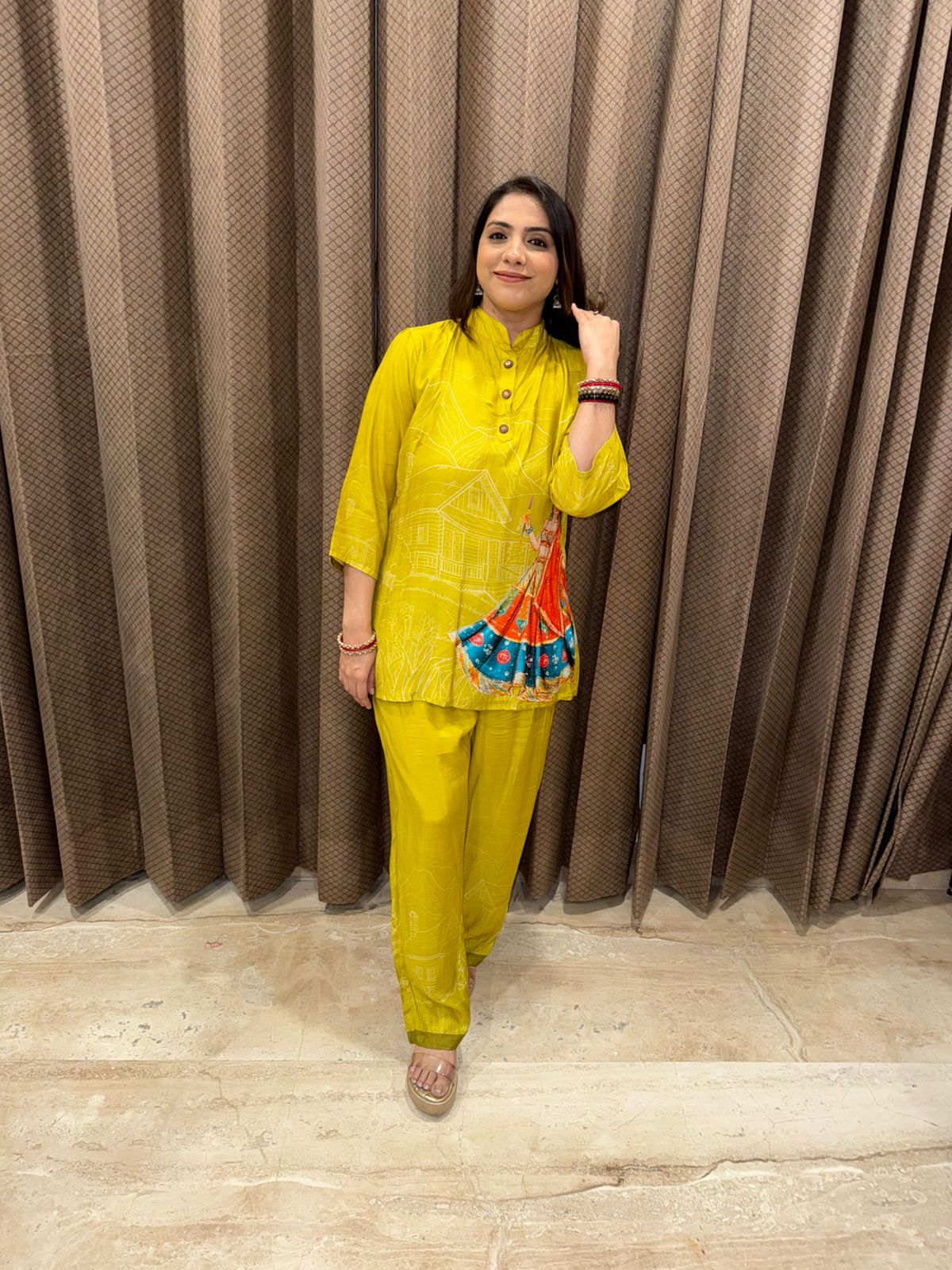 Lime Green Co-ord Set with Girl Detailing