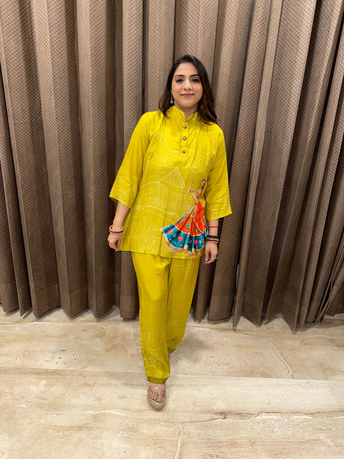 Lime Green Co-ord Set with Girl Detailing