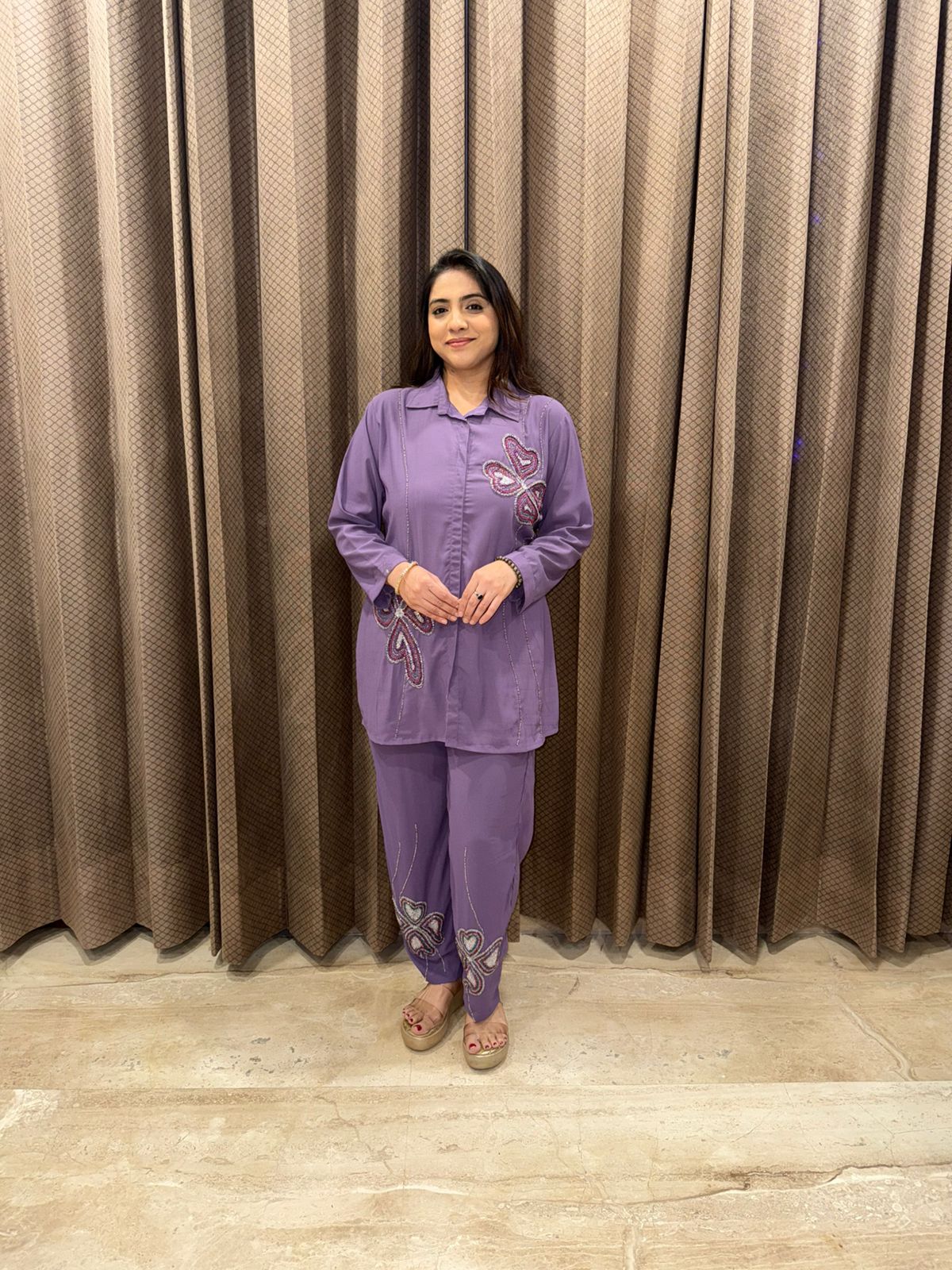 Lavender Butterfly Embroidered Co-ord Set