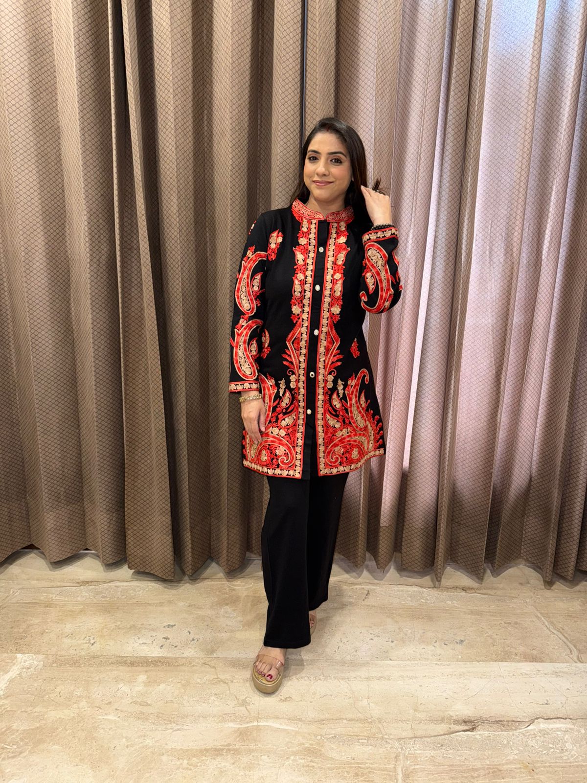 Black & Red Paisley Printed Co-ord Set