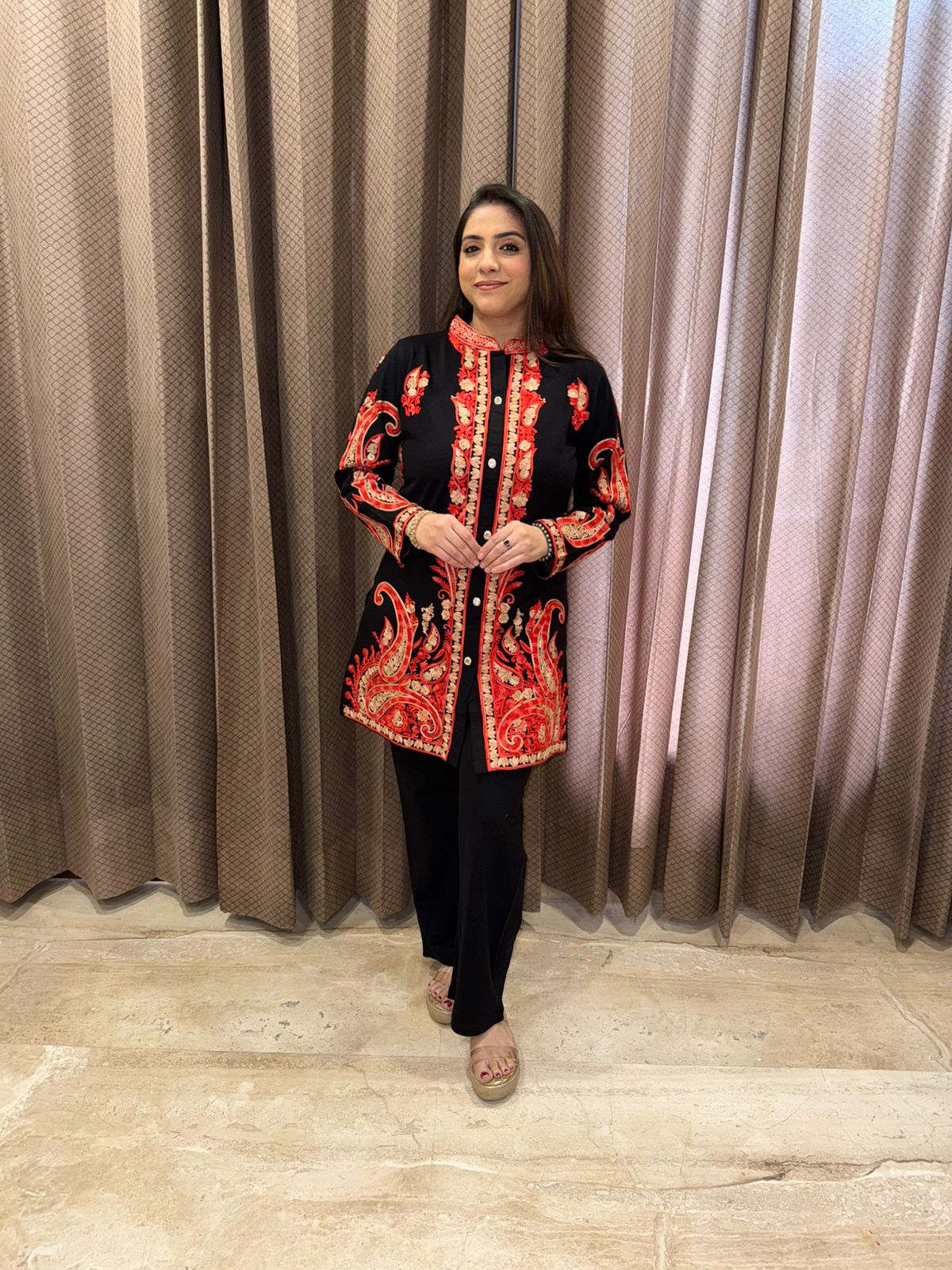 Black & Red Paisley Printed Co-ord Set