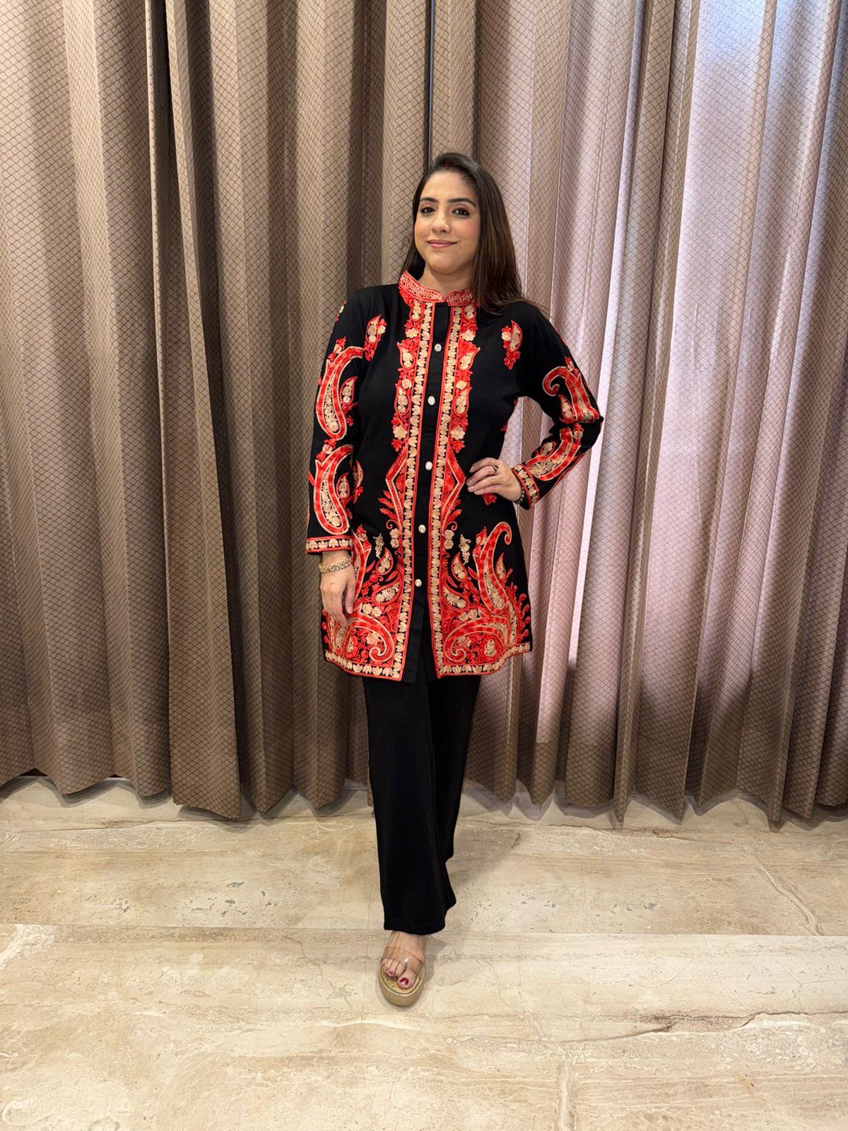 Black & Red Paisley Printed Co-ord Set