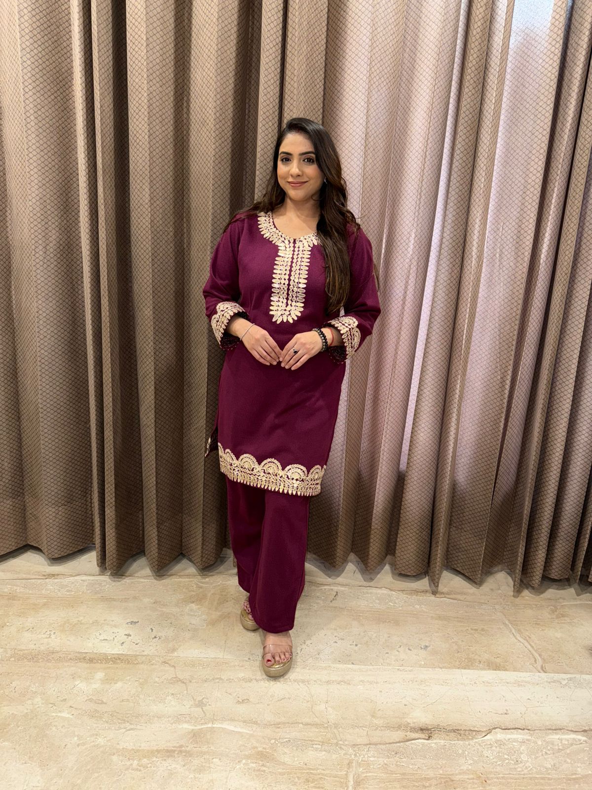 Elegant Maroon Gotta Patti work Co-ord Set