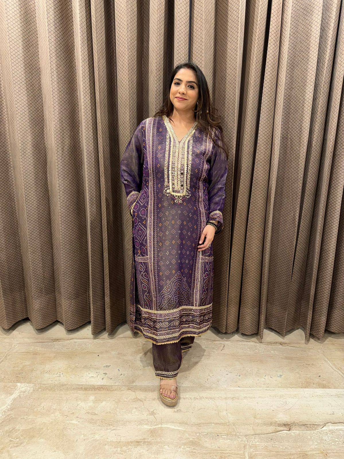 Purple Royal Hand-work Kurta Set with Dupatta