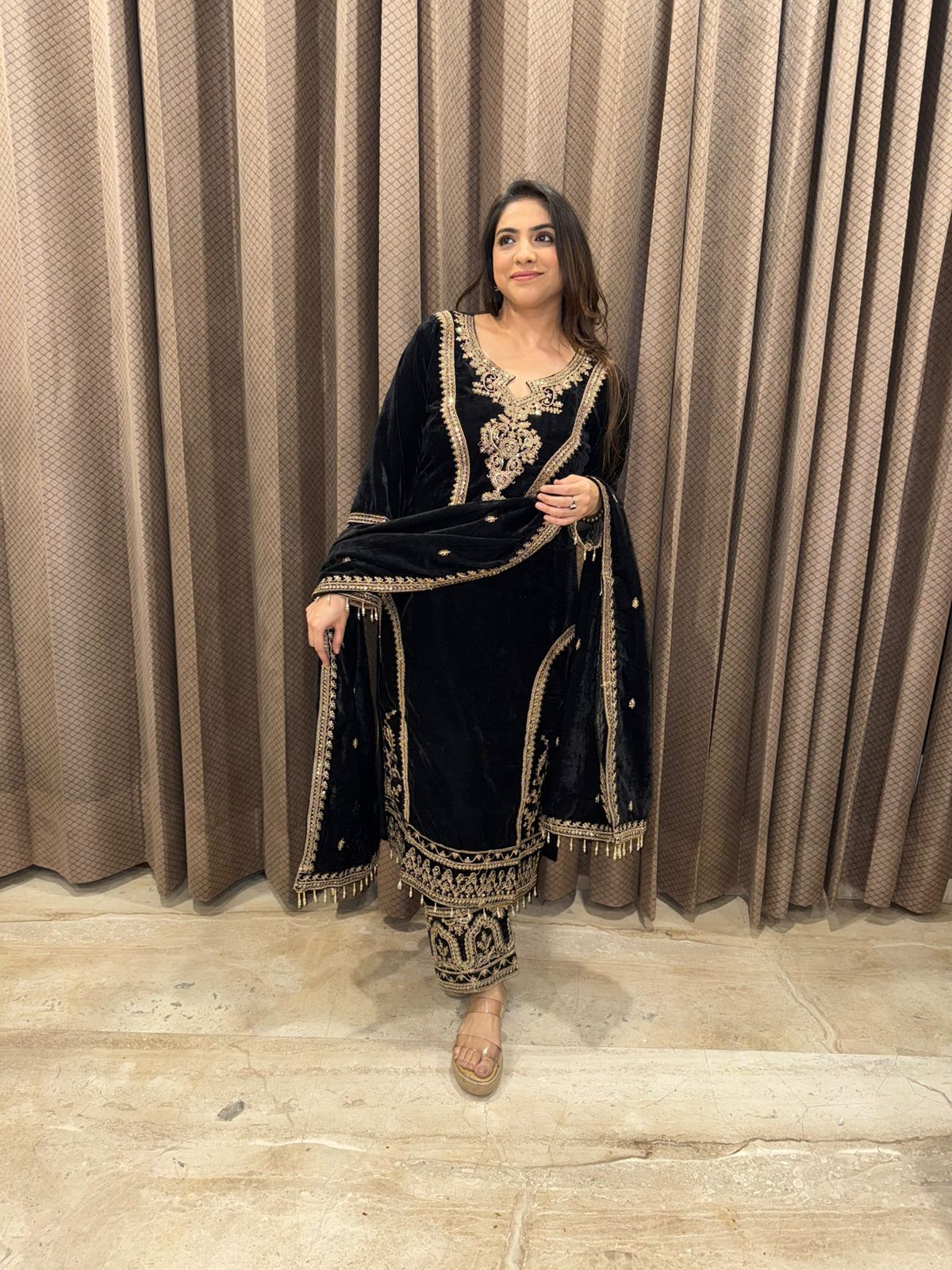 Black Heavy Hand-work Kurta Set with Dupatta