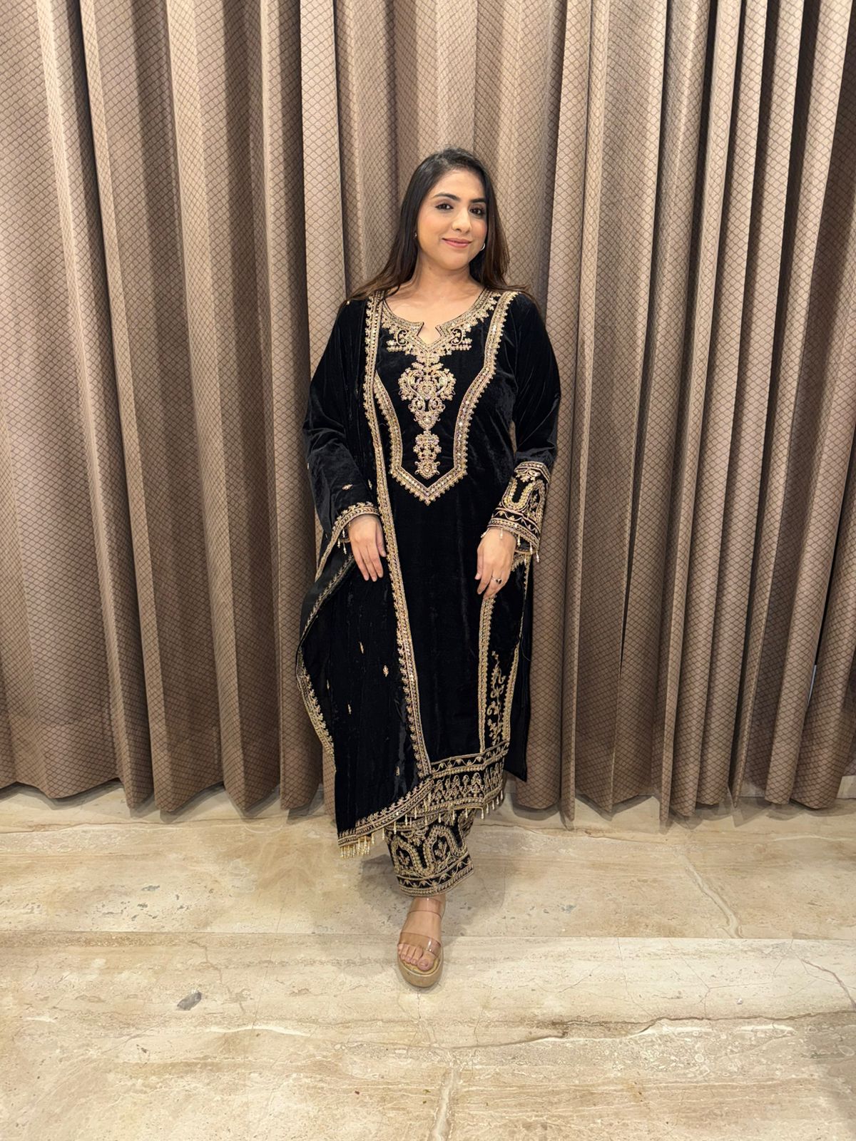 Black Heavy Hand-work Kurta Set with Dupatta