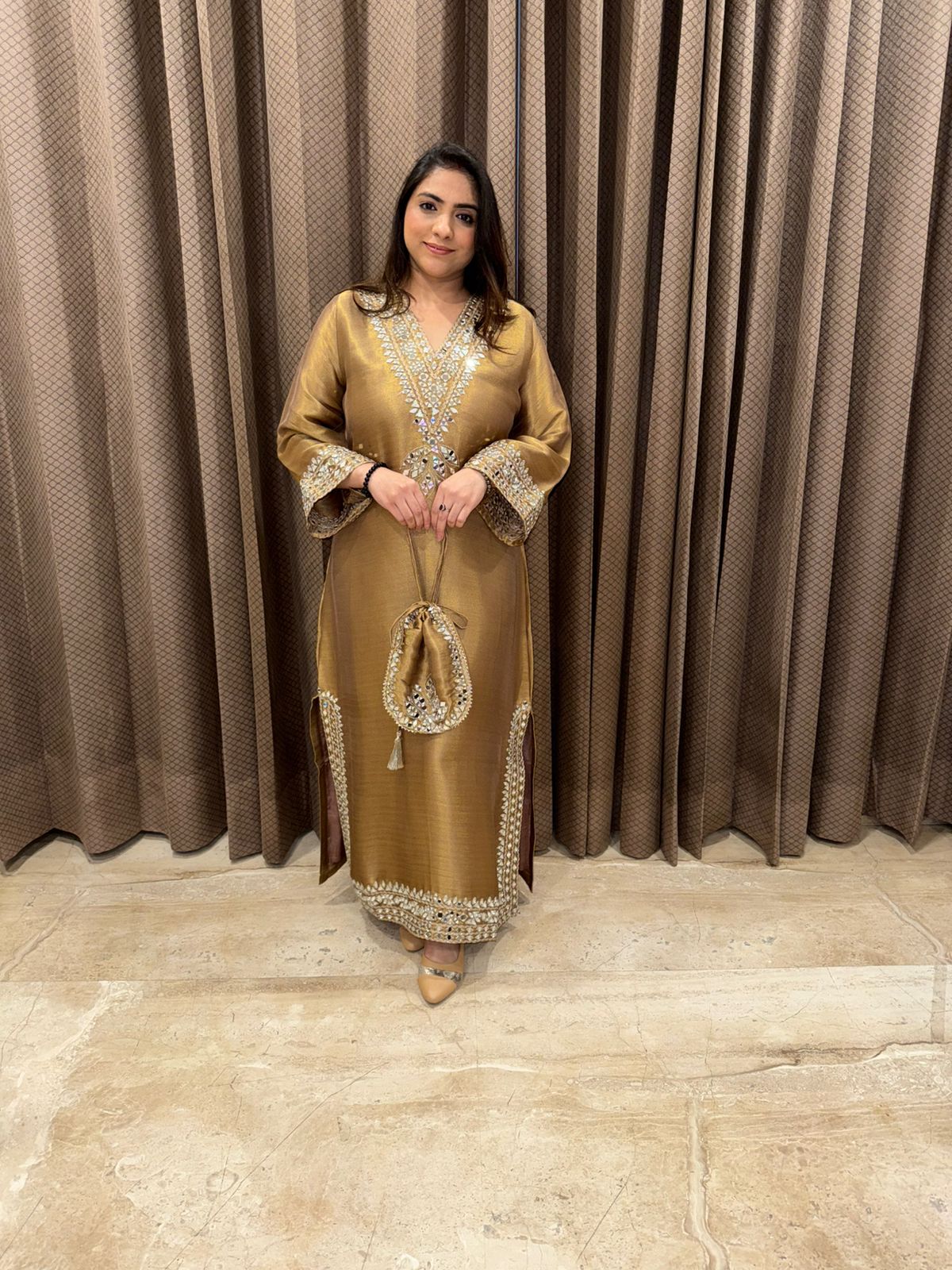Bronze Gold Mirror handwork dress