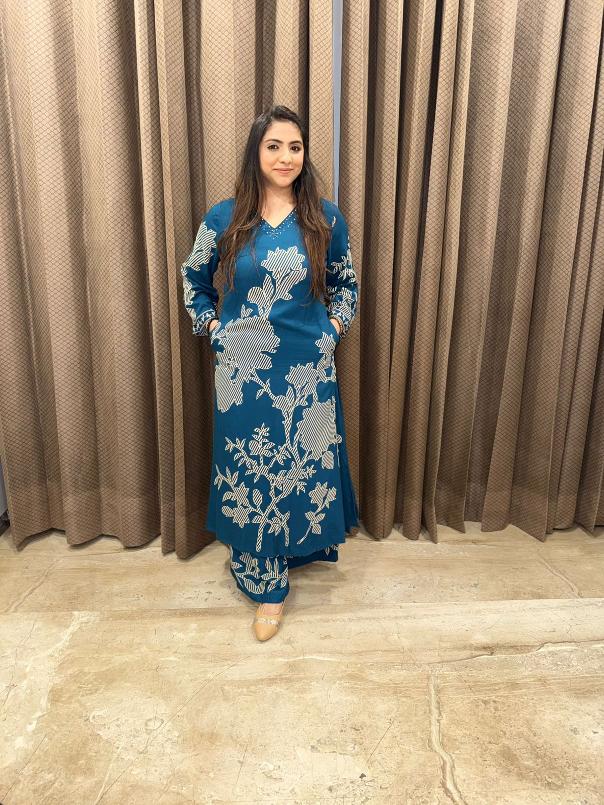 Blue Floral Co-ord set with plazoo
