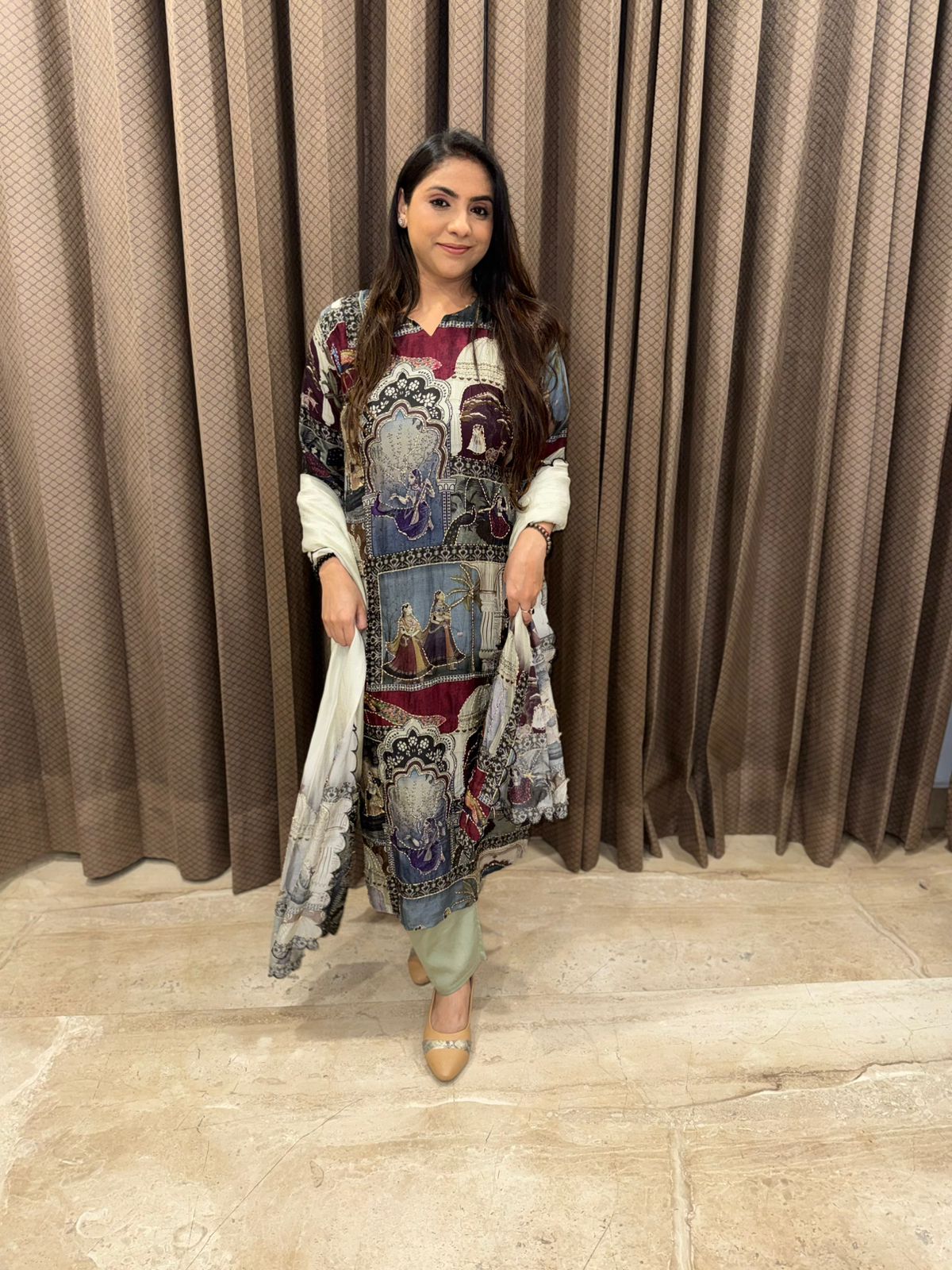 Multicolour Artistic Kantha work designer Cotton suit