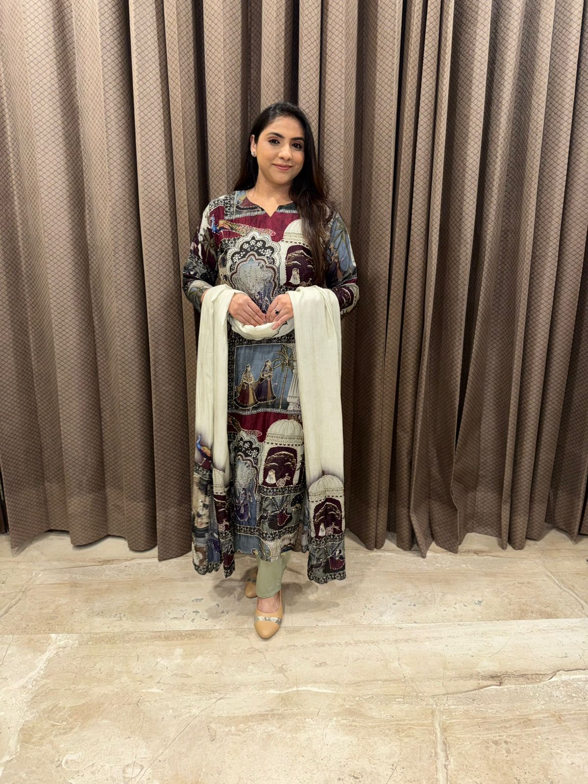 Multicolour Artistic Kantha work designer Cotton suit