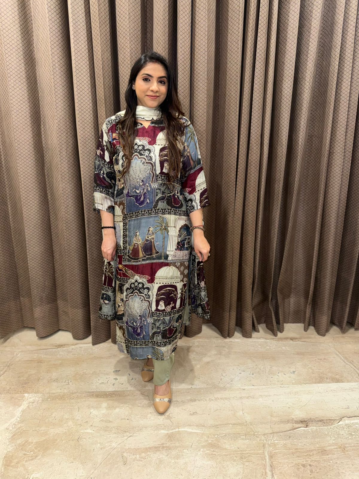 Multicolour Artistic Kantha work designer Cotton suit