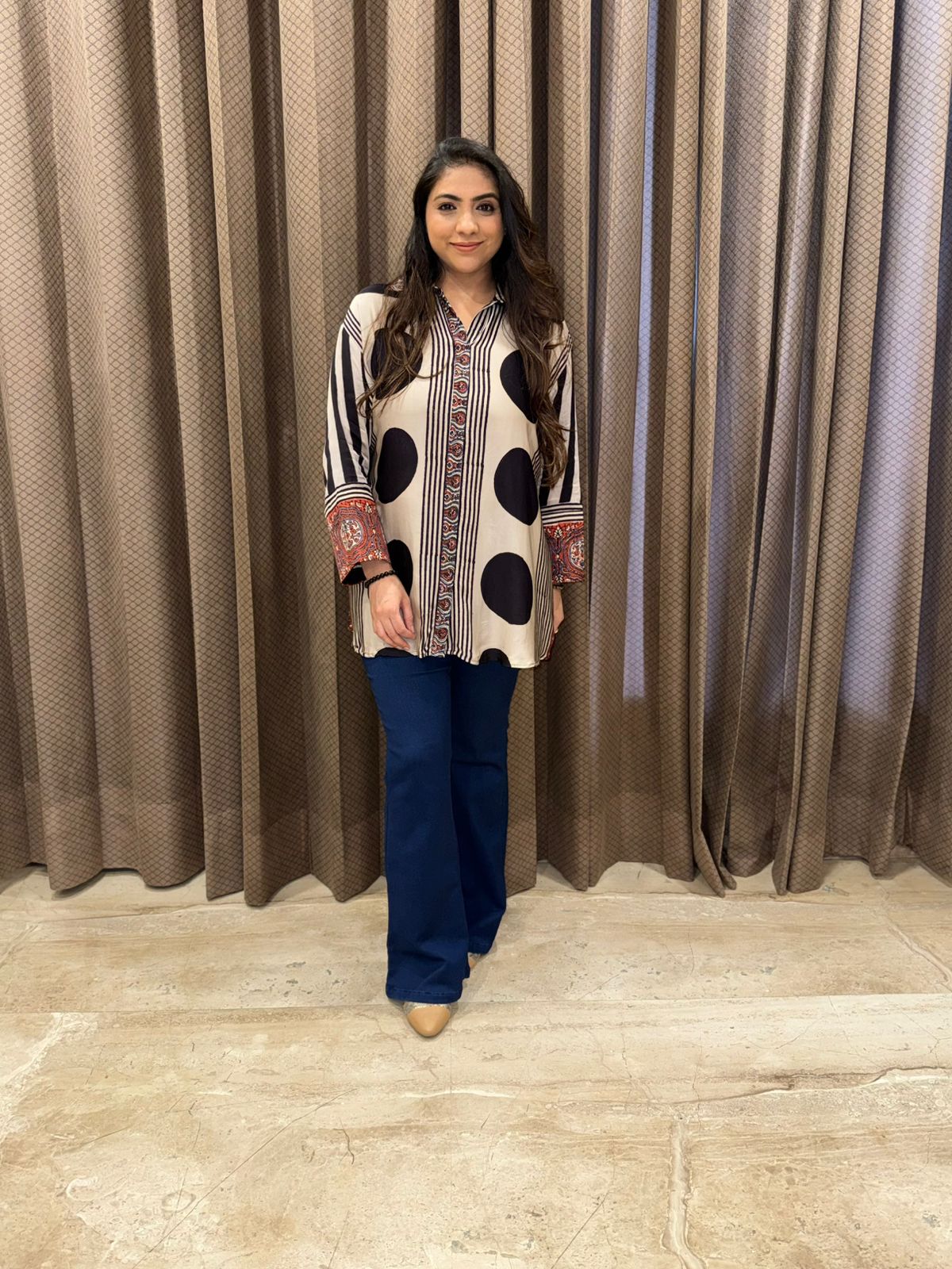 Black & beige Designer Ajrakh Shirt