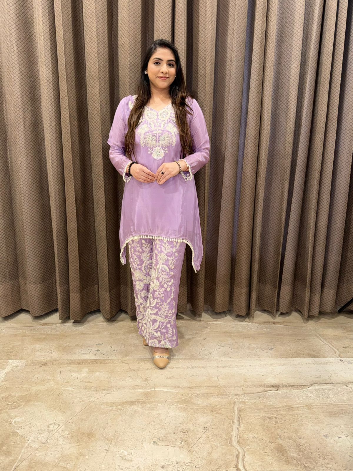 Lilac Handwork C-cut Co-ord set