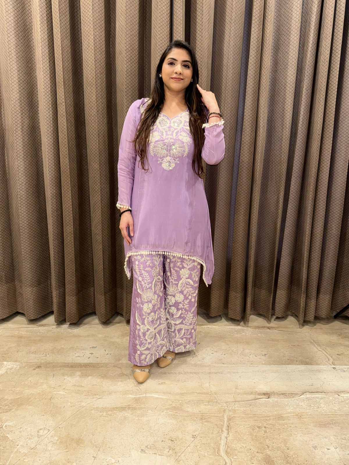 Lilac Handwork C-cut Co-ord set