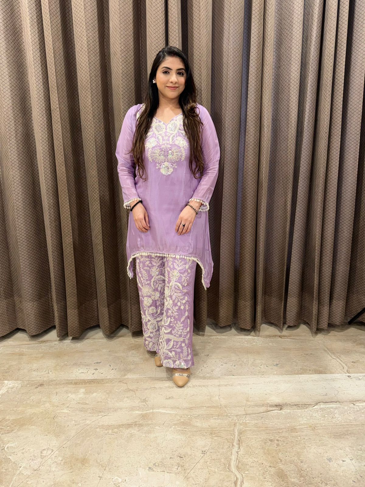 Lilac Handwork C-cut Co-ord set