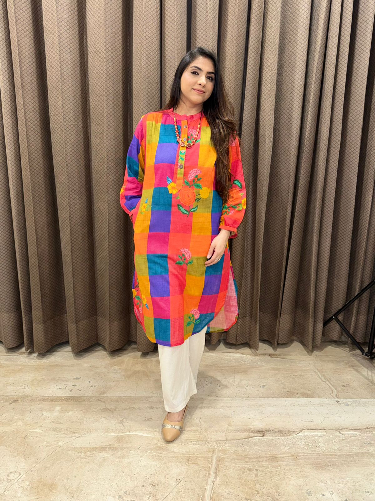 Multicolor Checked Floral Co-ord set