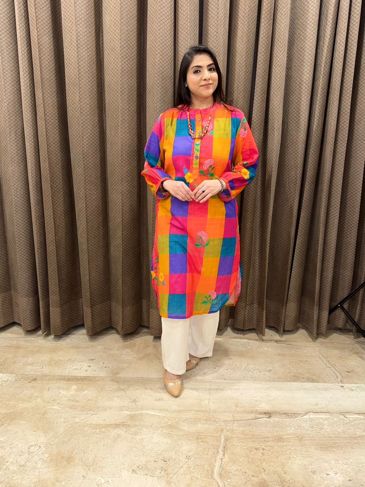 Multicolor Checked Floral Co-ord set