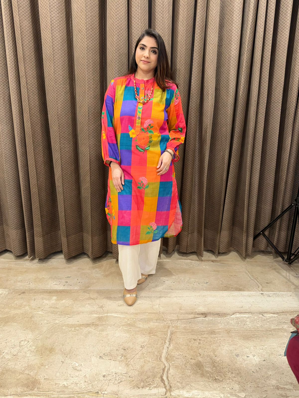 Multicolor Checked Floral Co-ord set