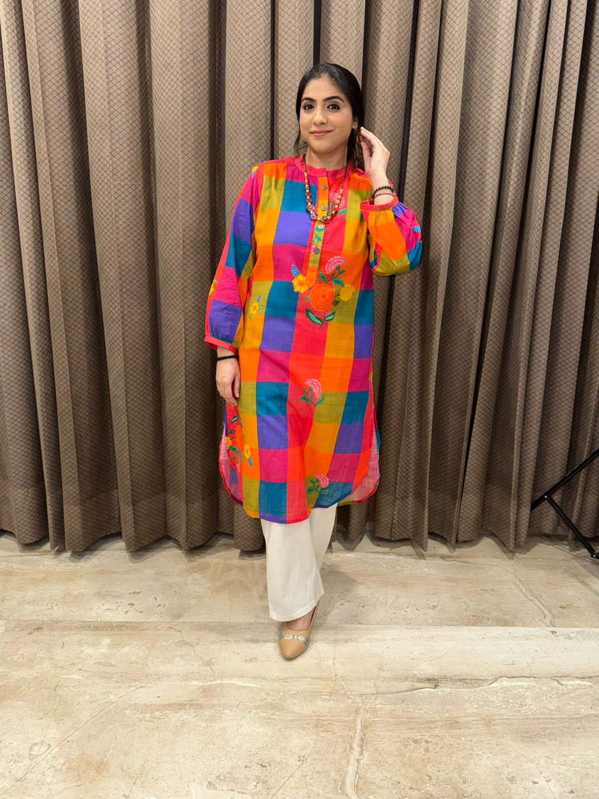 Multicolor Checked Floral Co-ord set