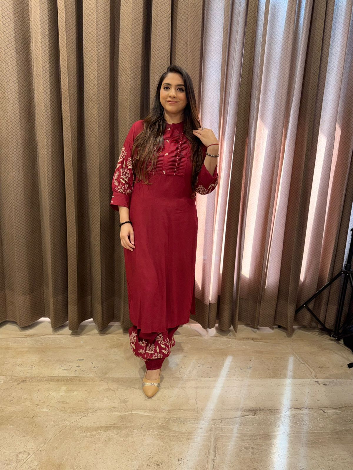 Maroon Afghani set with dupatta