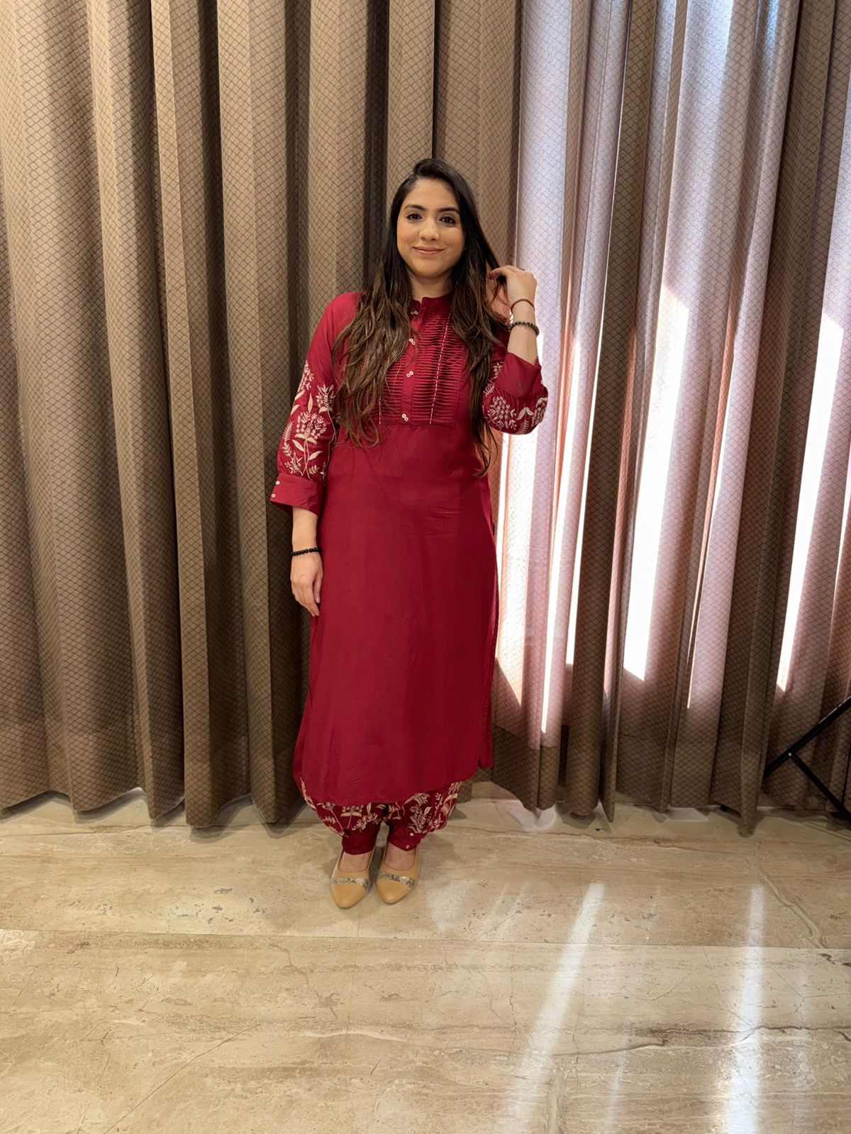 Maroon Afghani set with dupatta