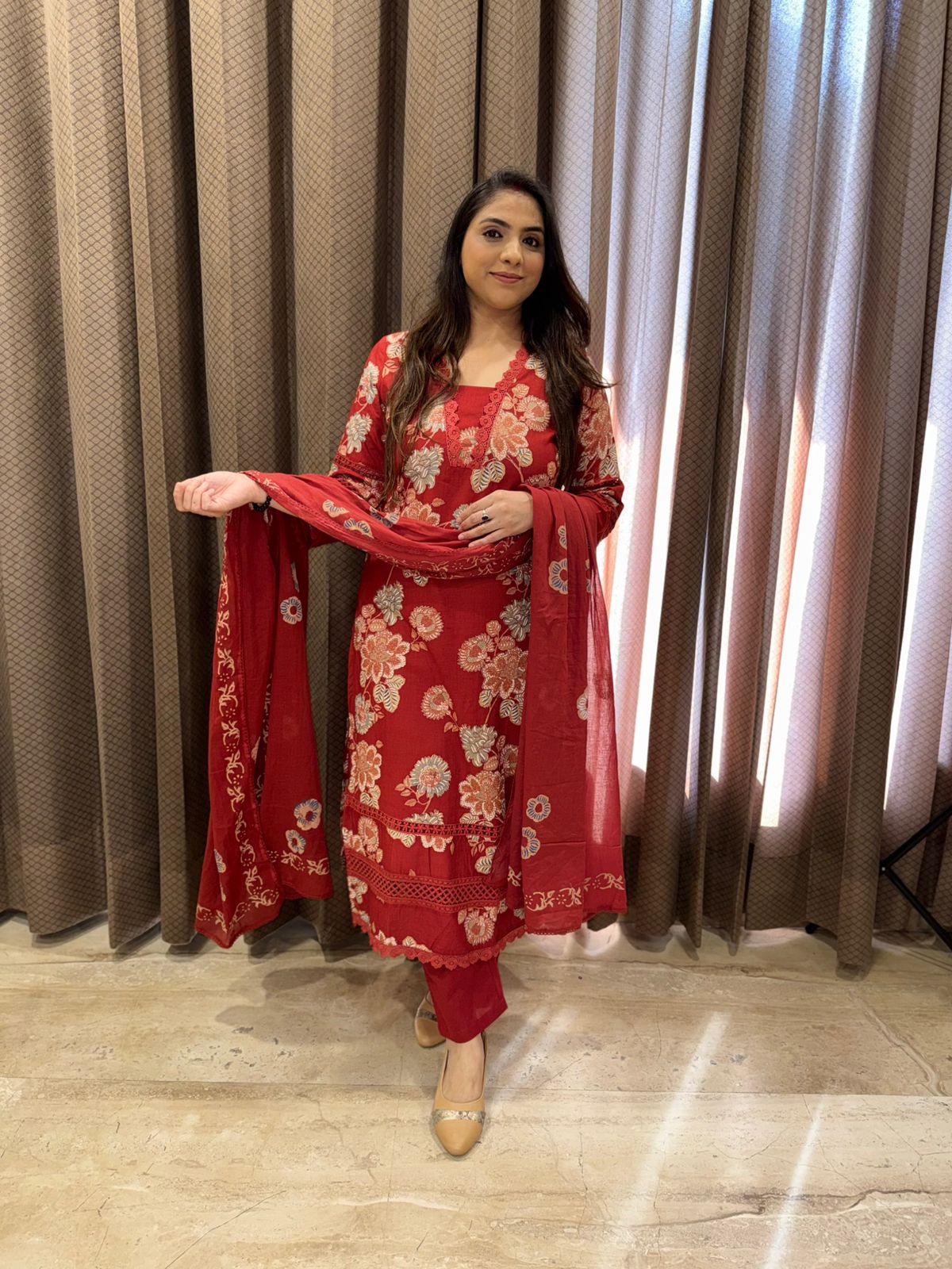 Smart cotton Straight Kurta set with Dupatta