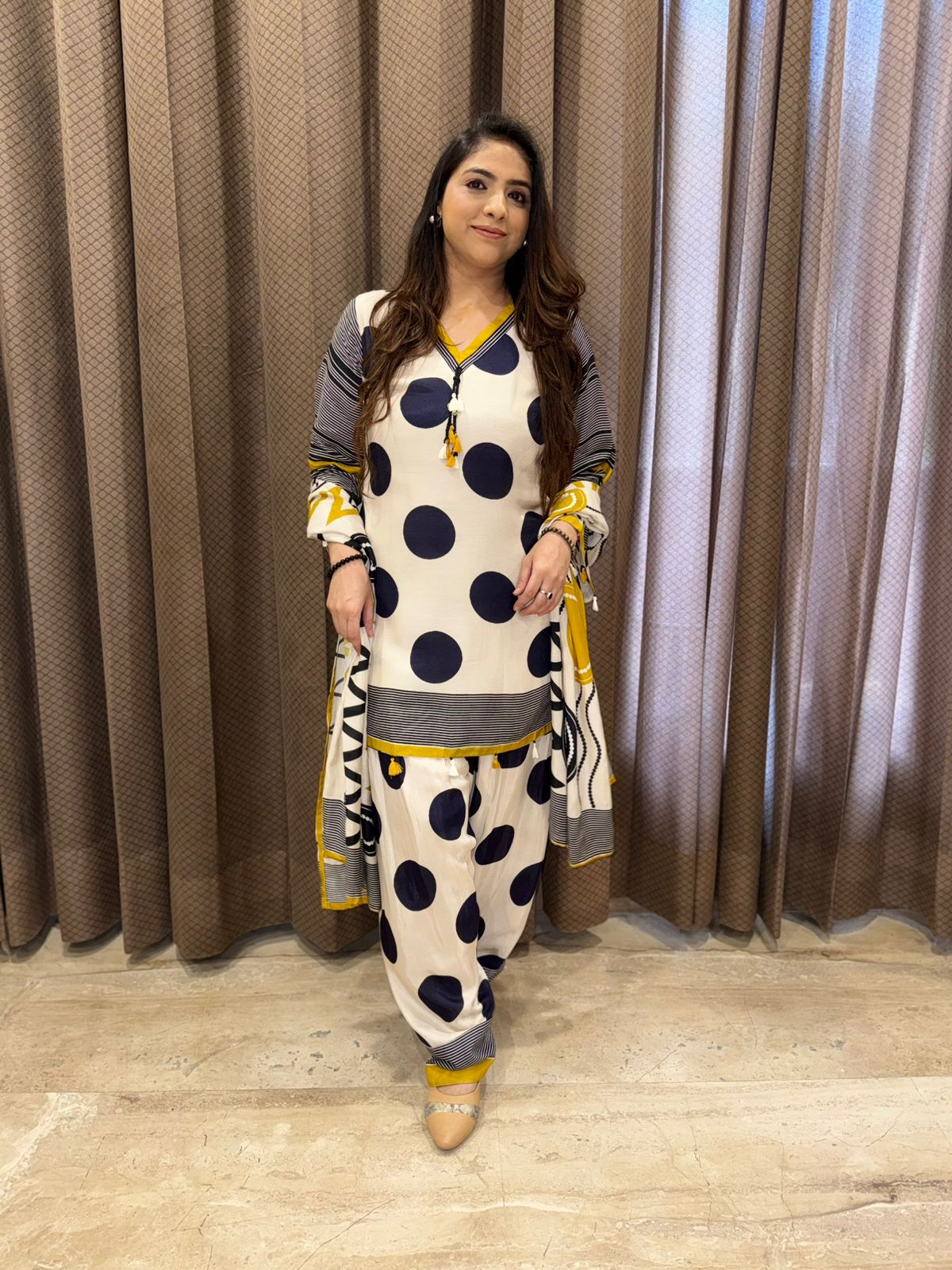 Black & blue Modern Farshi set with Dupatta