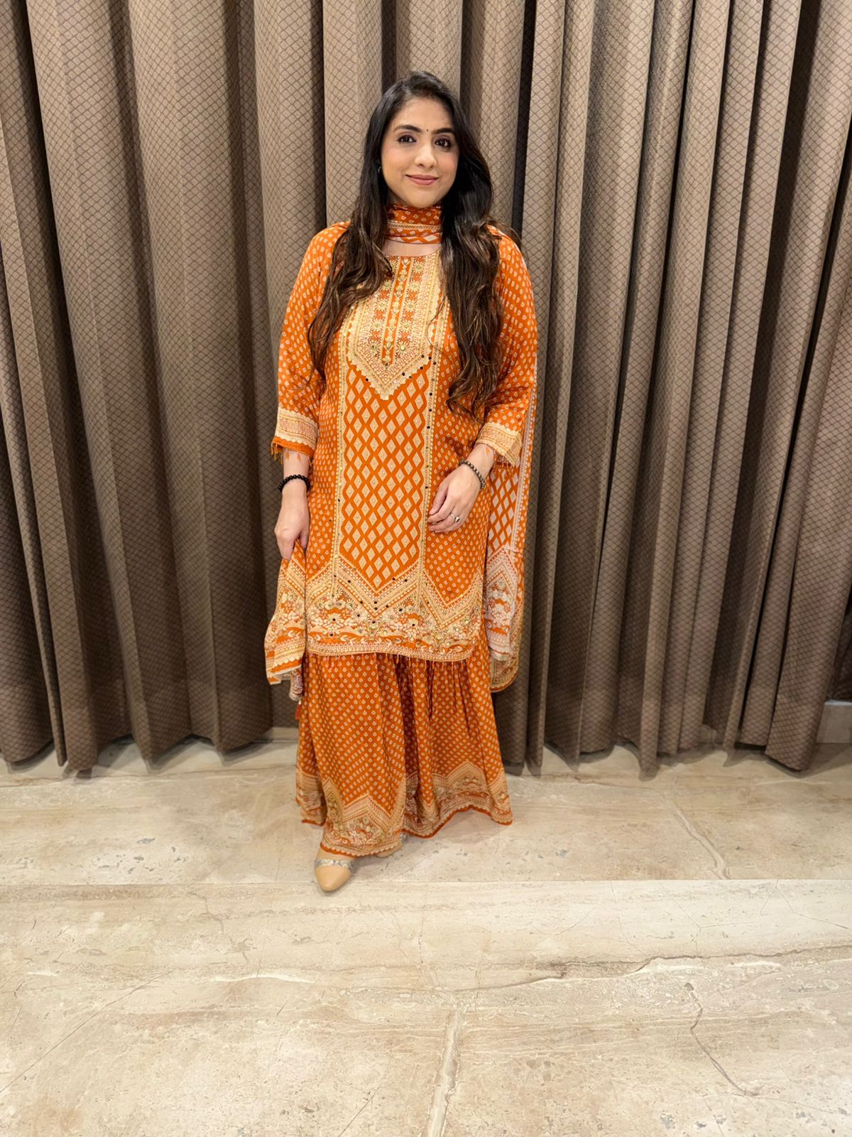 Designer Rust Digital garara set with dupatta