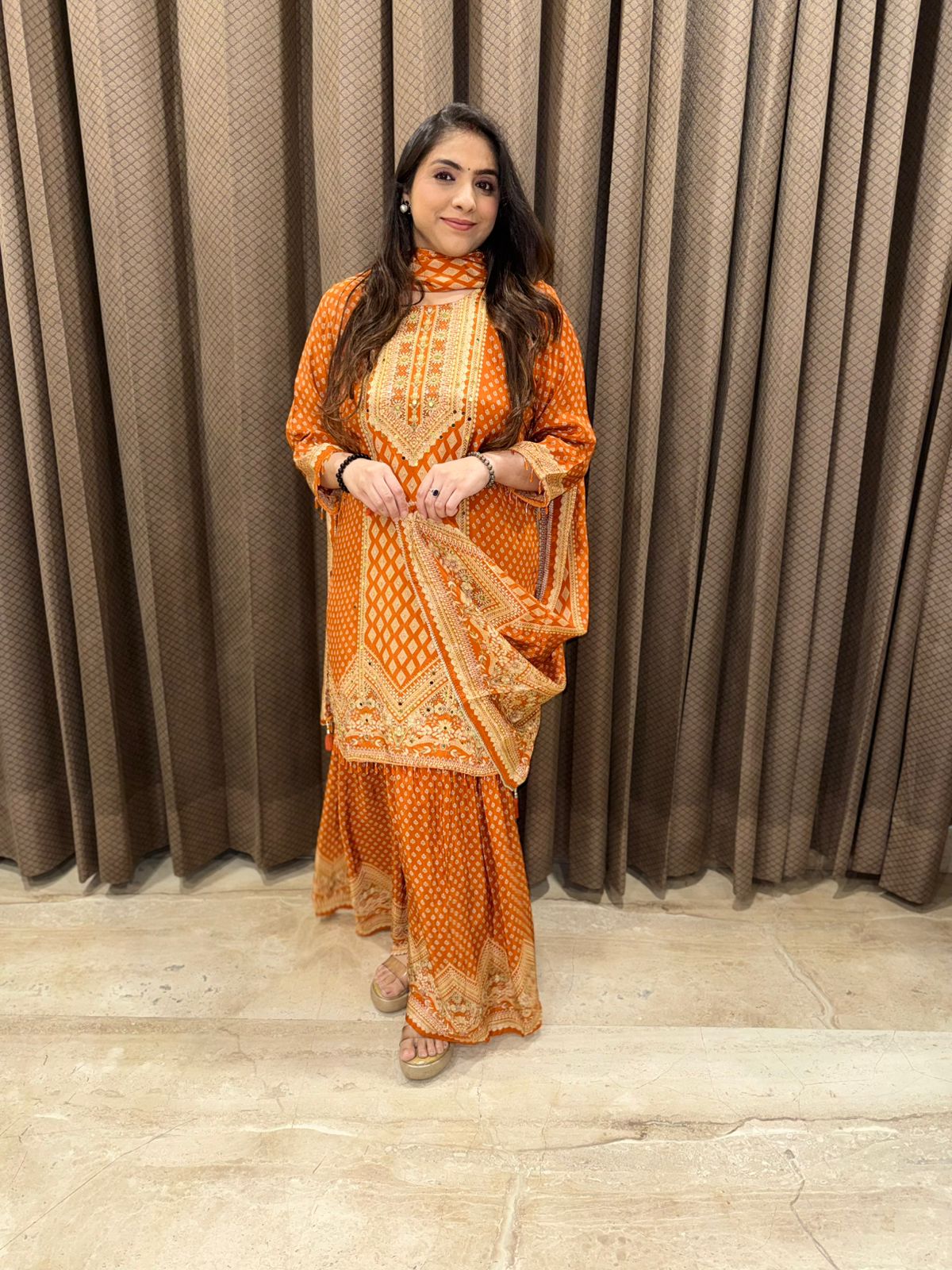 Designer Rust Digital garara set with dupatta