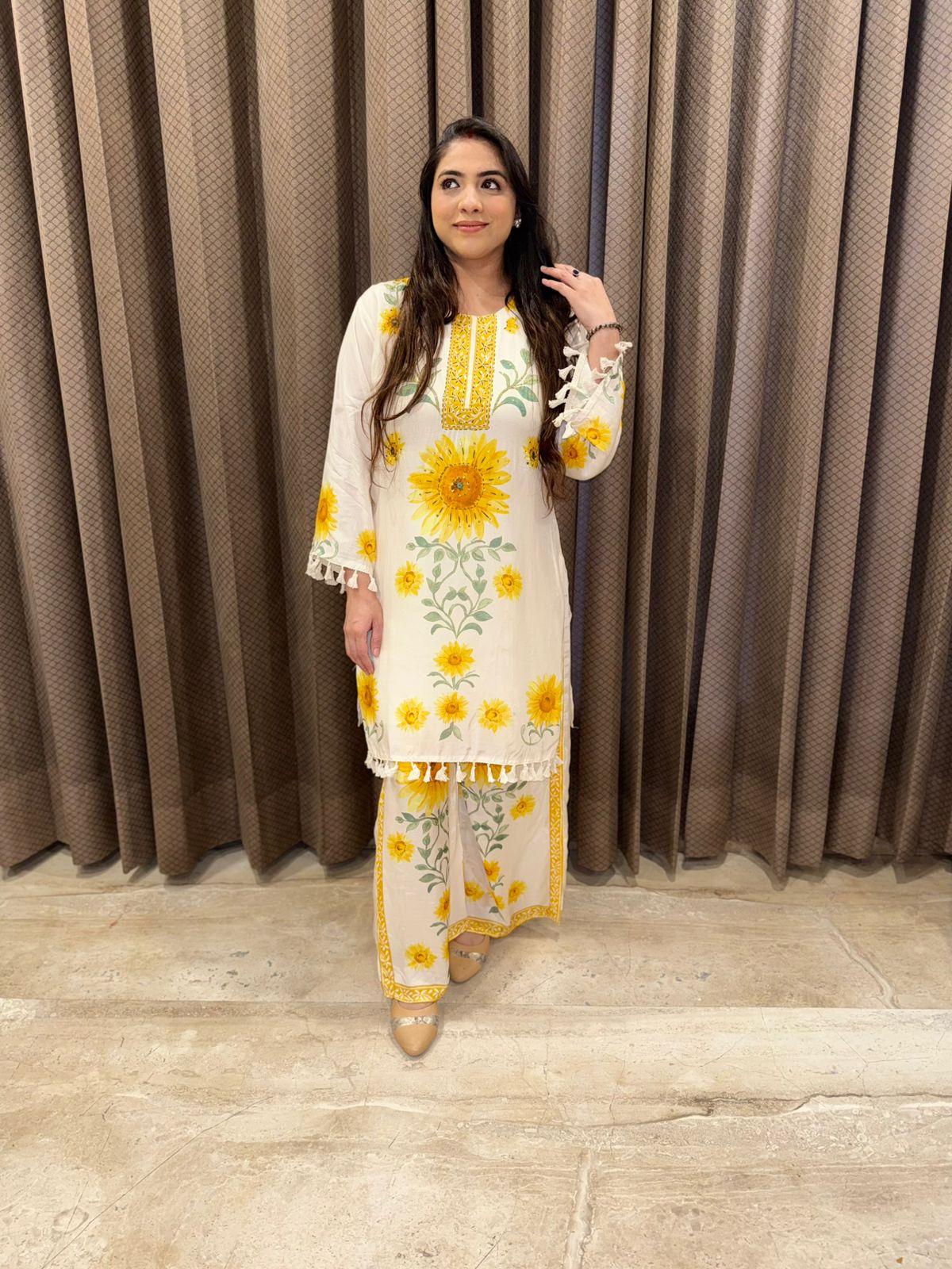 Designer Sunflower Co-ord set with tassel detailing
