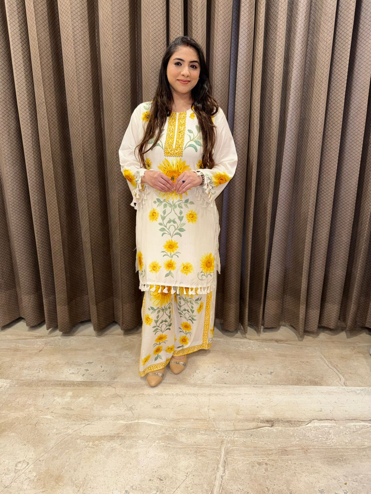 Designer Sunflower Co-ord set with tassel detailing