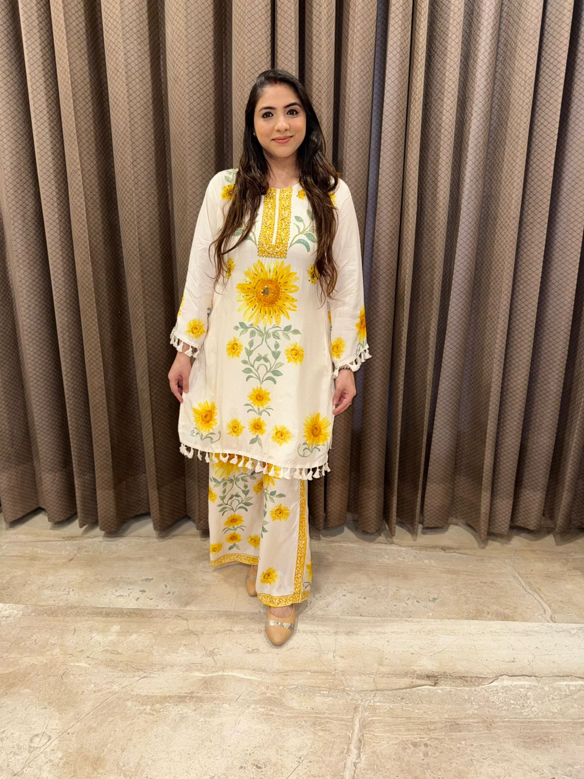 Designer Sunflower Co-ord set with tassel detailing