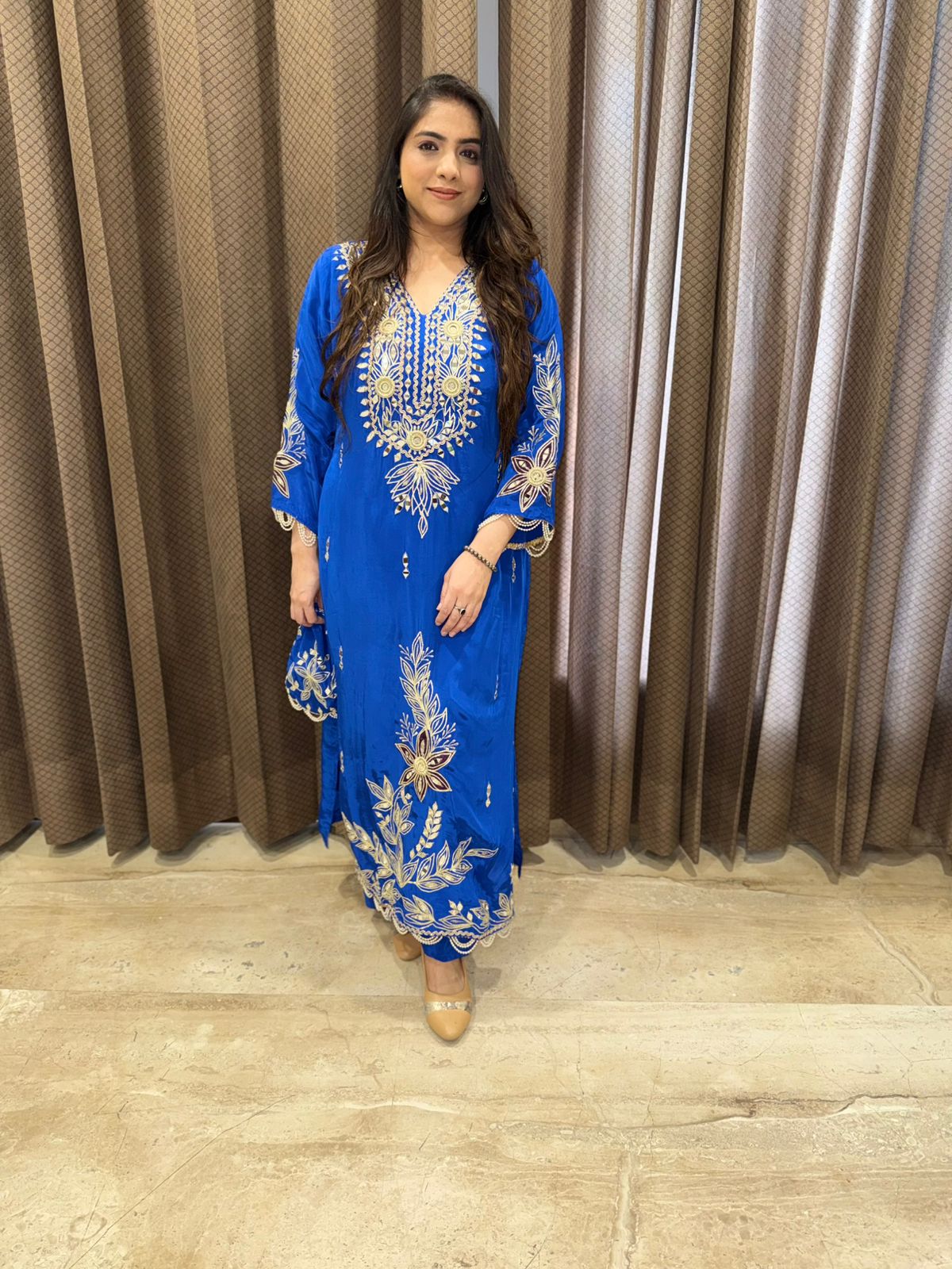 Designer Long Dress set with gotta & mirror handwork