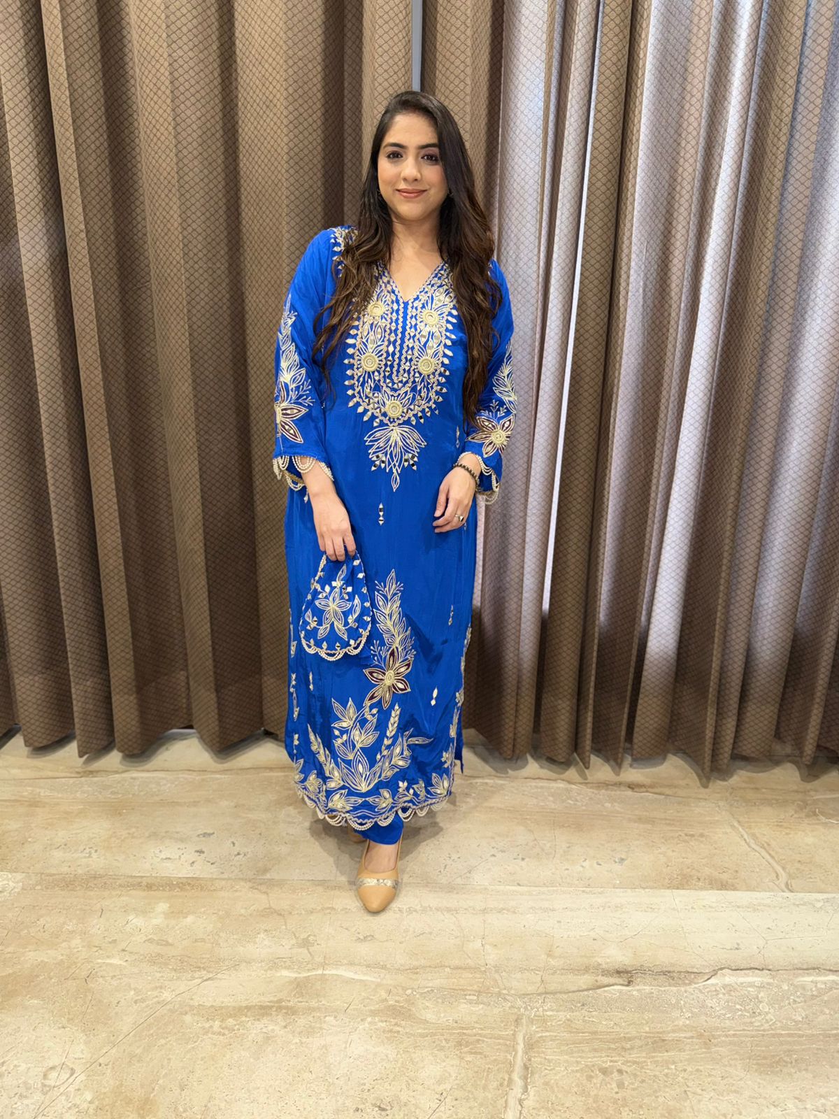 Designer Long Dress set with gotta & mirror handwork