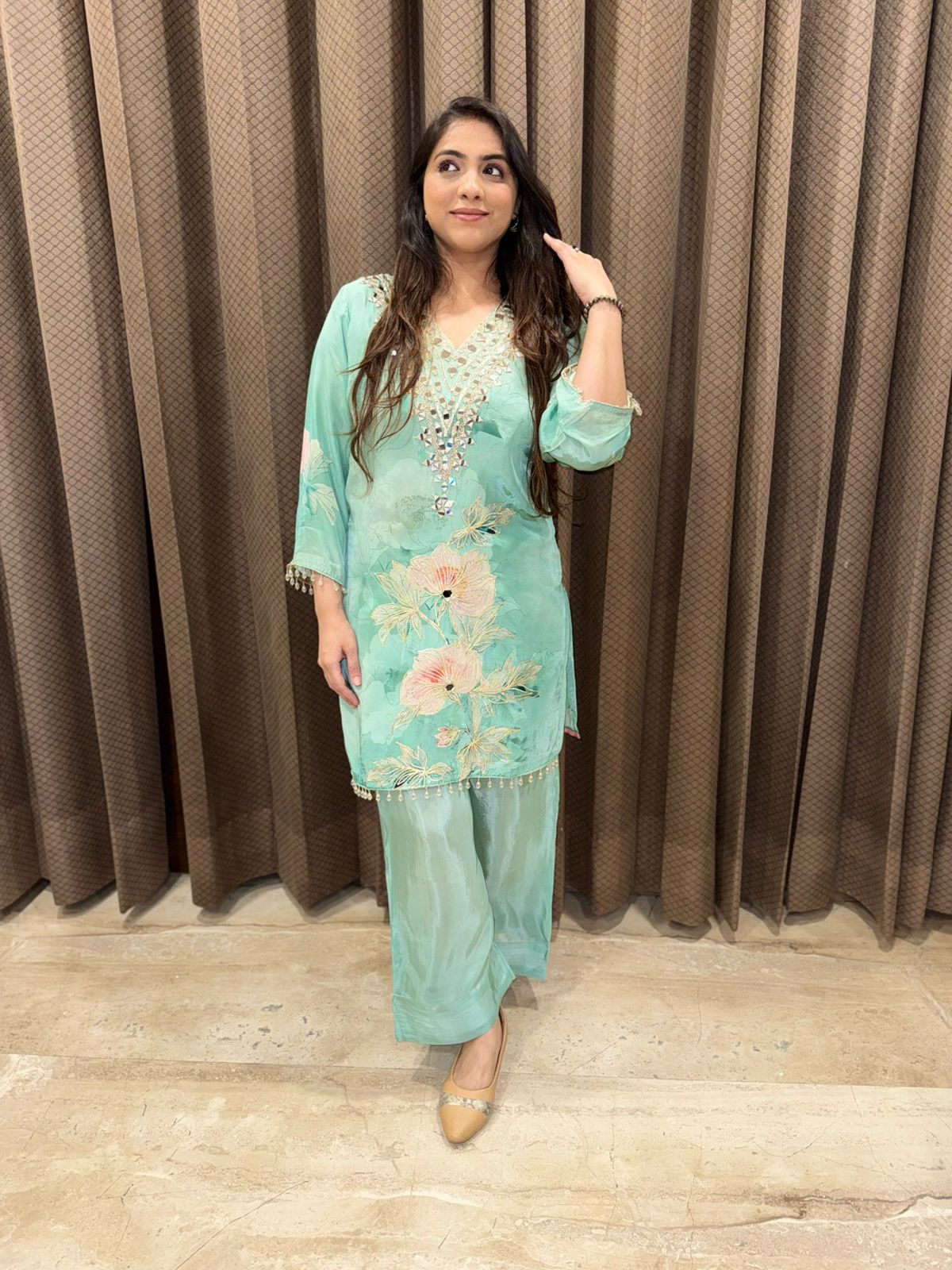 Designer Farshi Co-ord set with handwork detailing