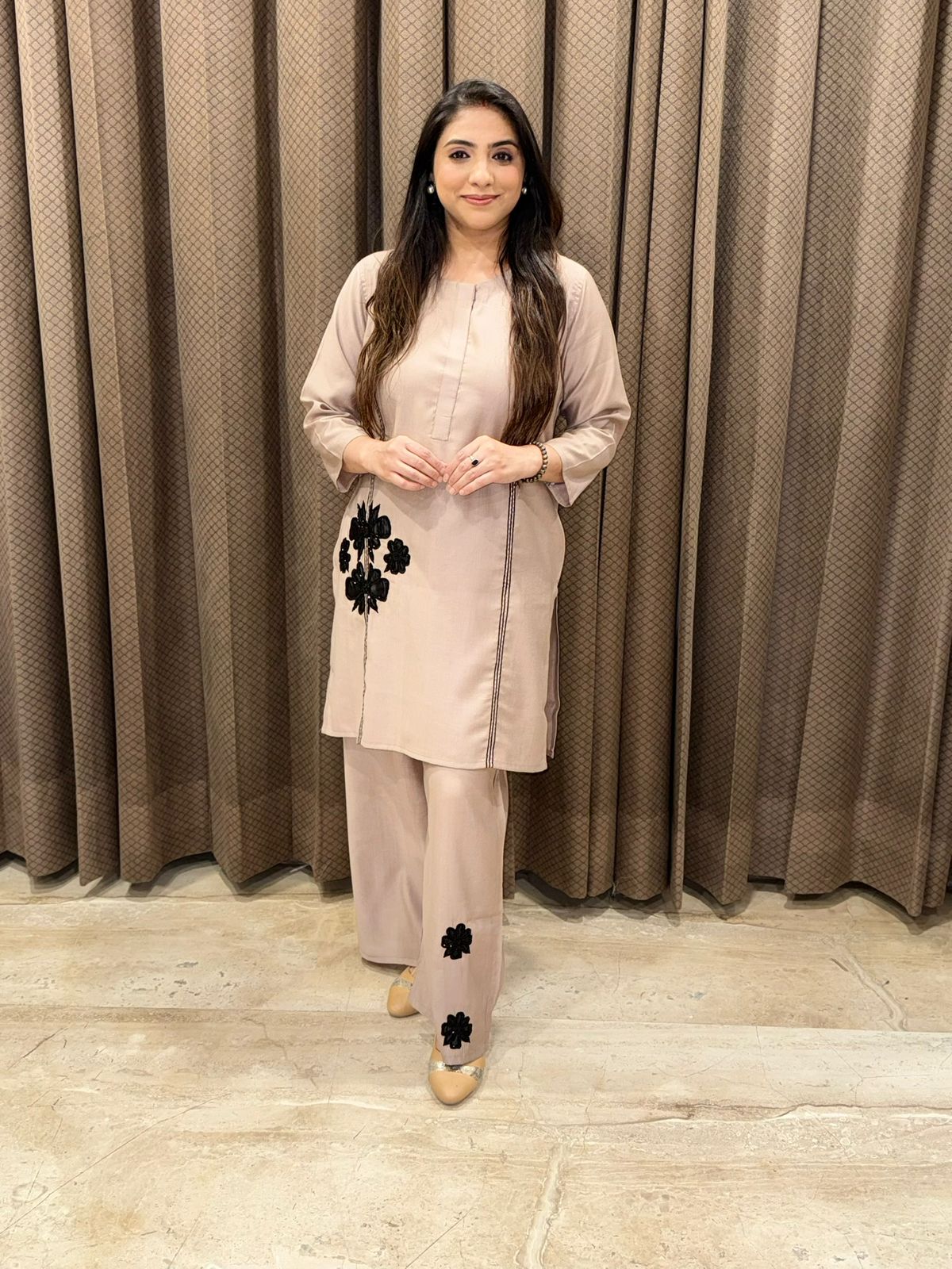 Designer Brown Co-ord set with handwork detailing