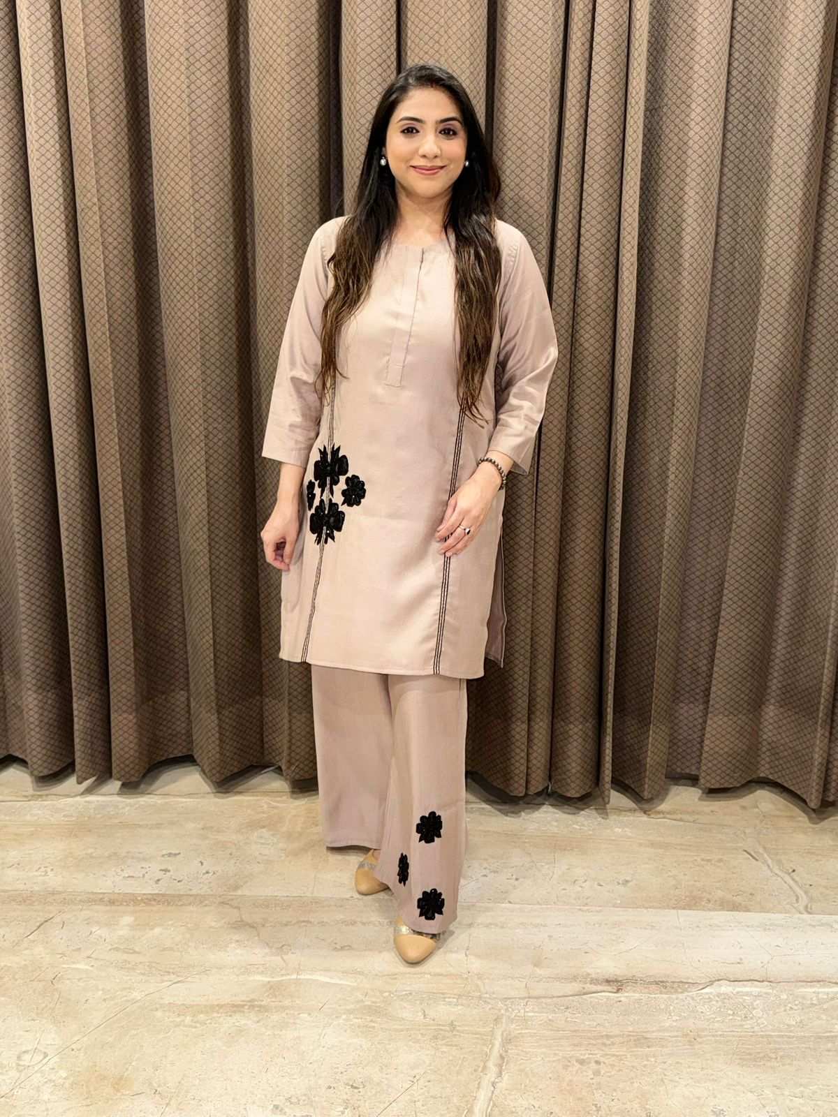 Designer Brown Co-ord set with handwork detailing