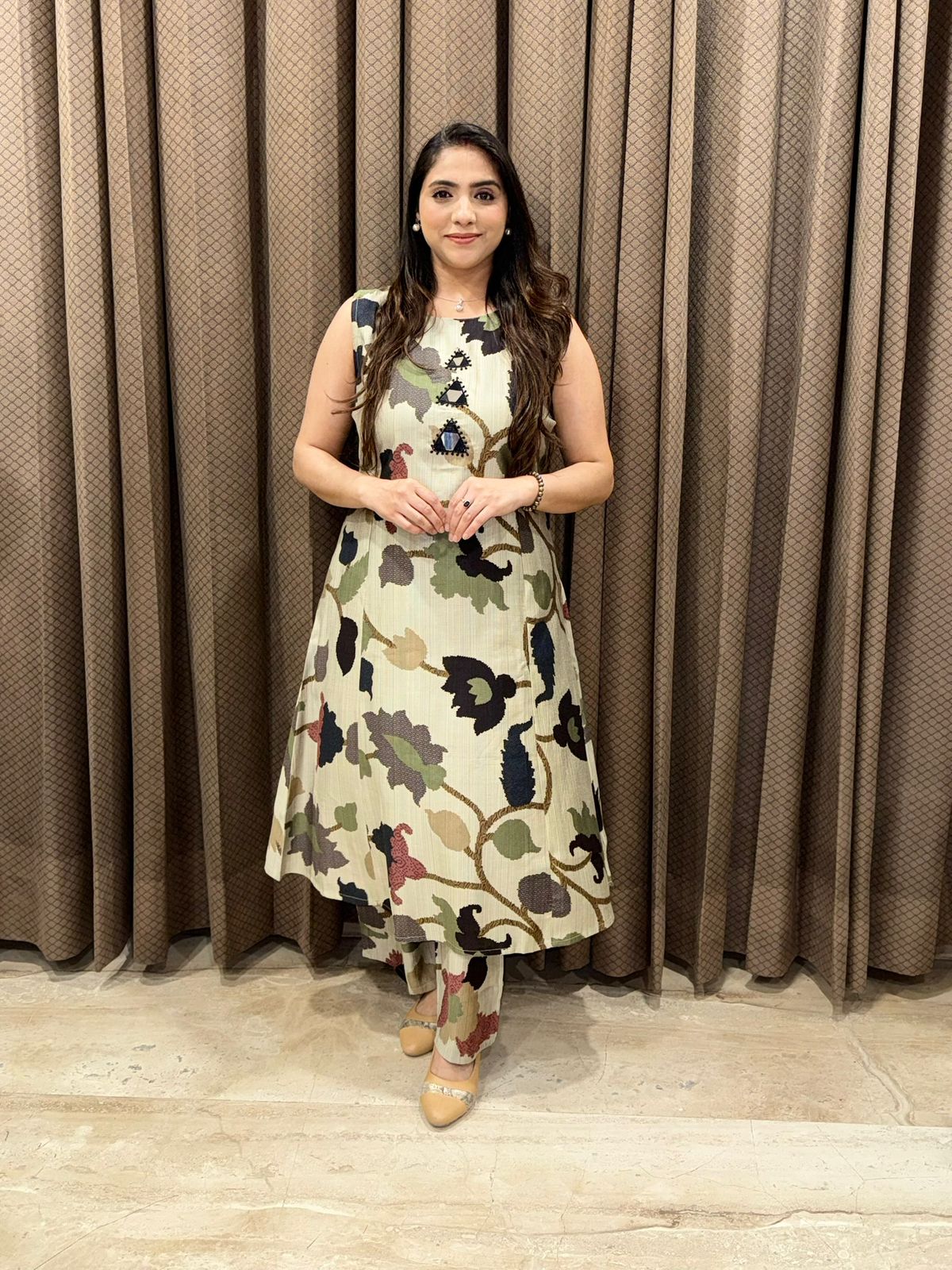 Elegant Printed Tunic Co-ord set with mirror detailing