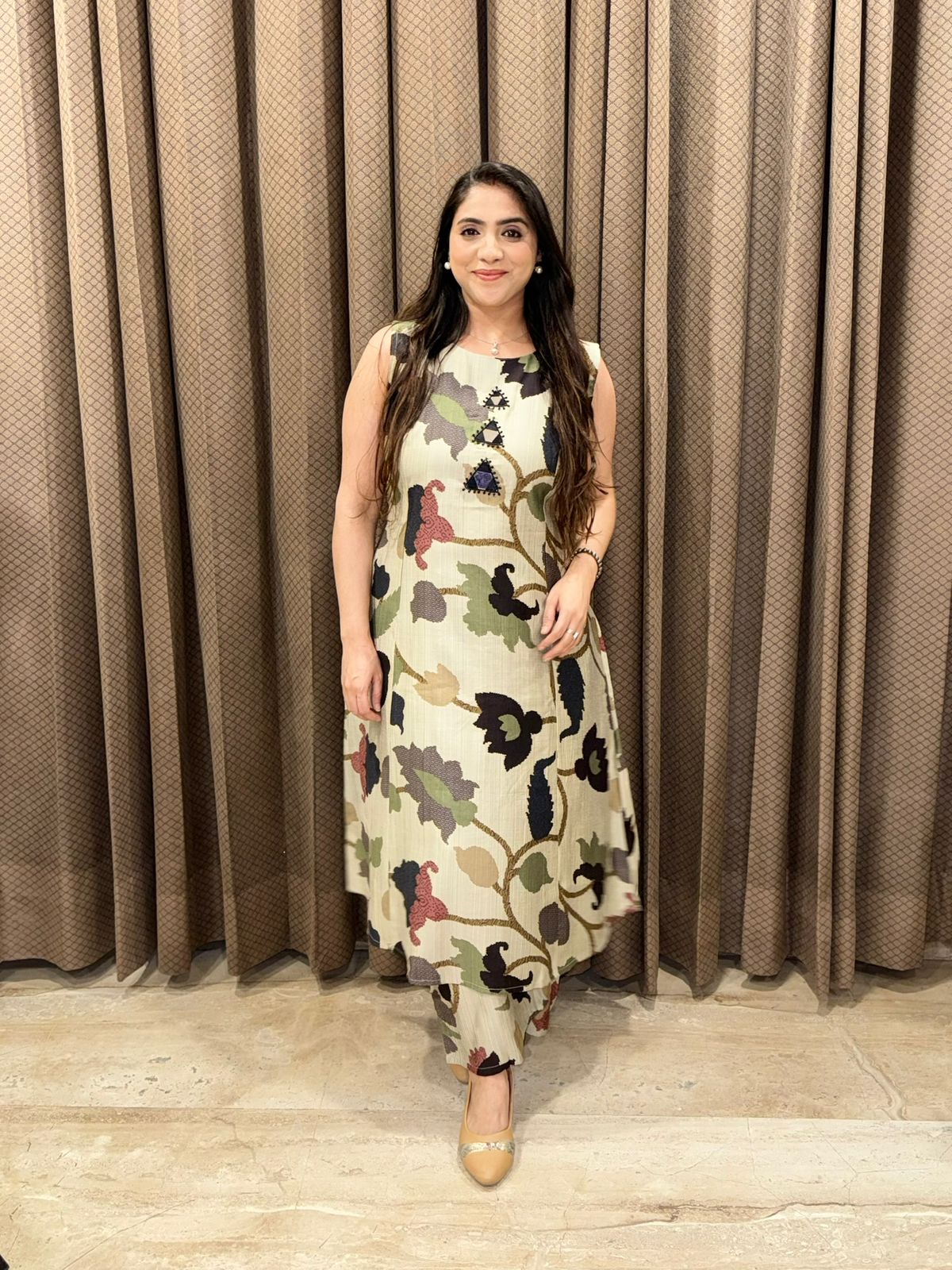 Elegant Printed Tunic Co-ord set with mirror detailing