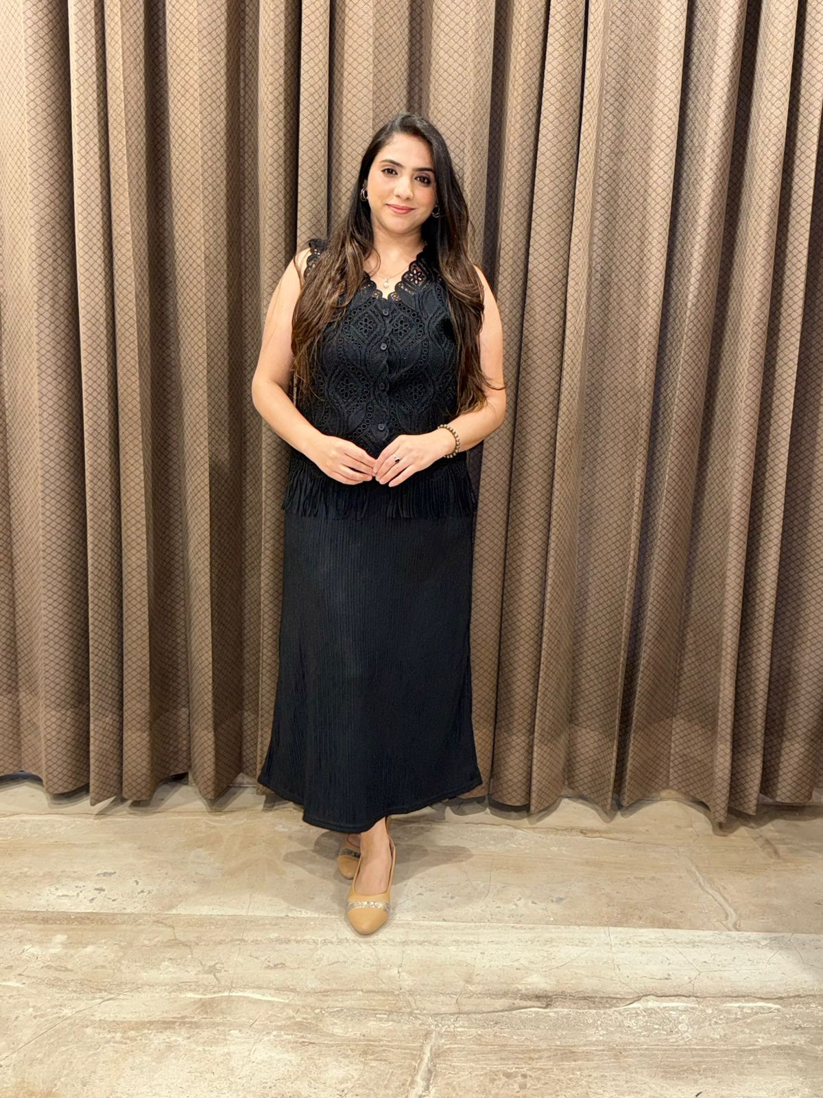 Designer Black dress with Crotia Jacket with Tassels
