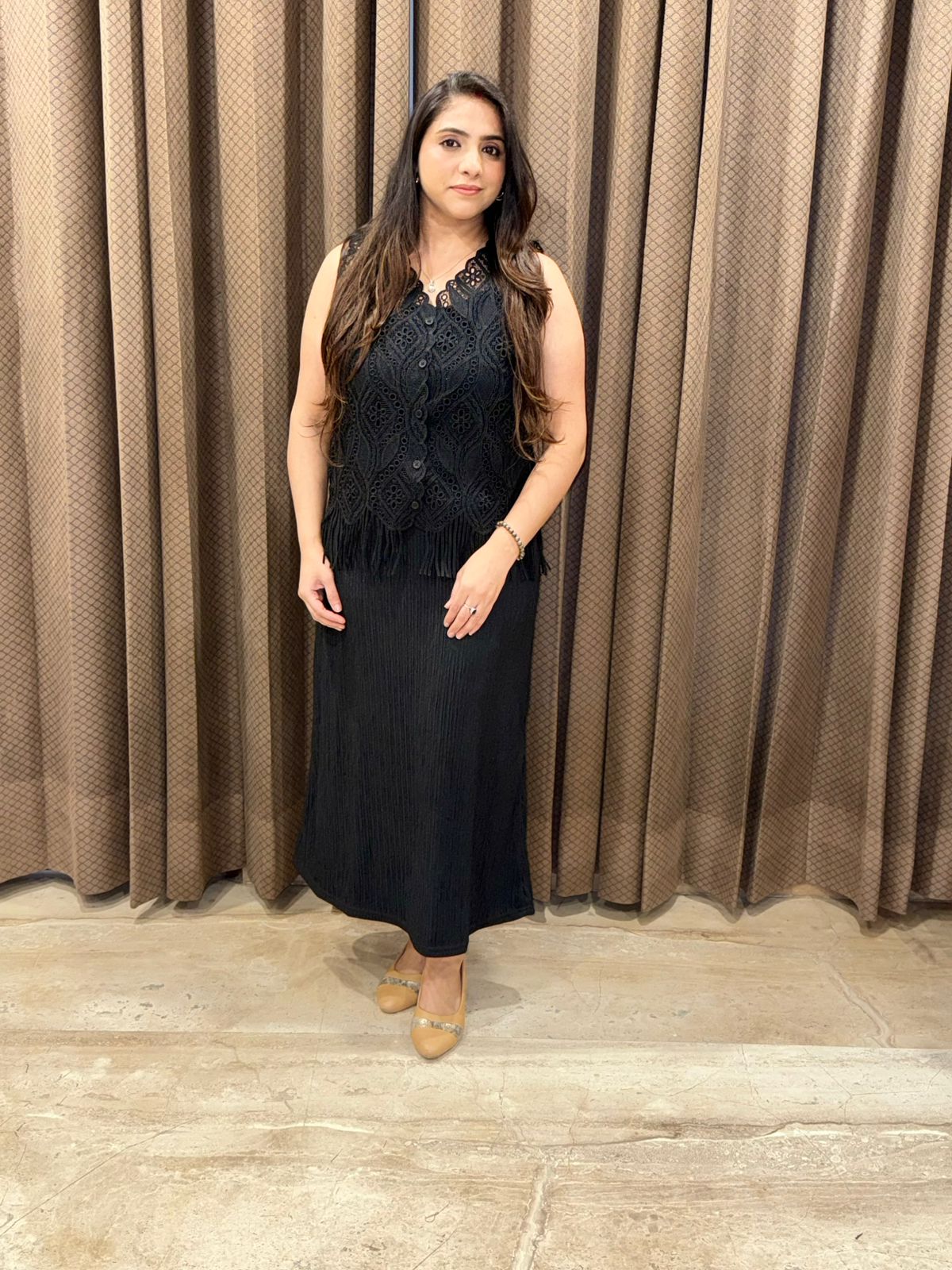 Designer Black dress with Crotia Jacket with Tassels
